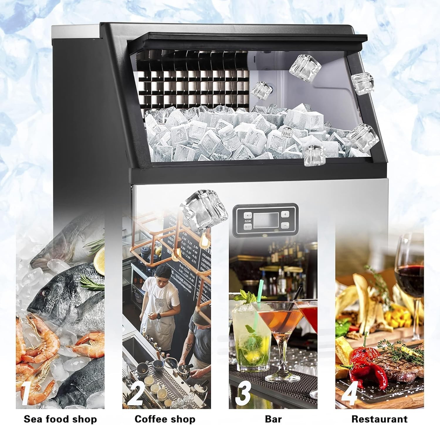 Versatile Ice Maker for Home & Commercial Use: 100lbs/Day with Insulated Storage
