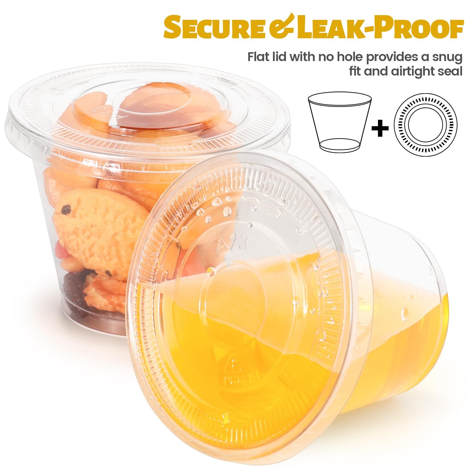GGOLDMER 60 Pack 9 oz Clear Plastic Cups with Lids No 3.5 x 3 inch,