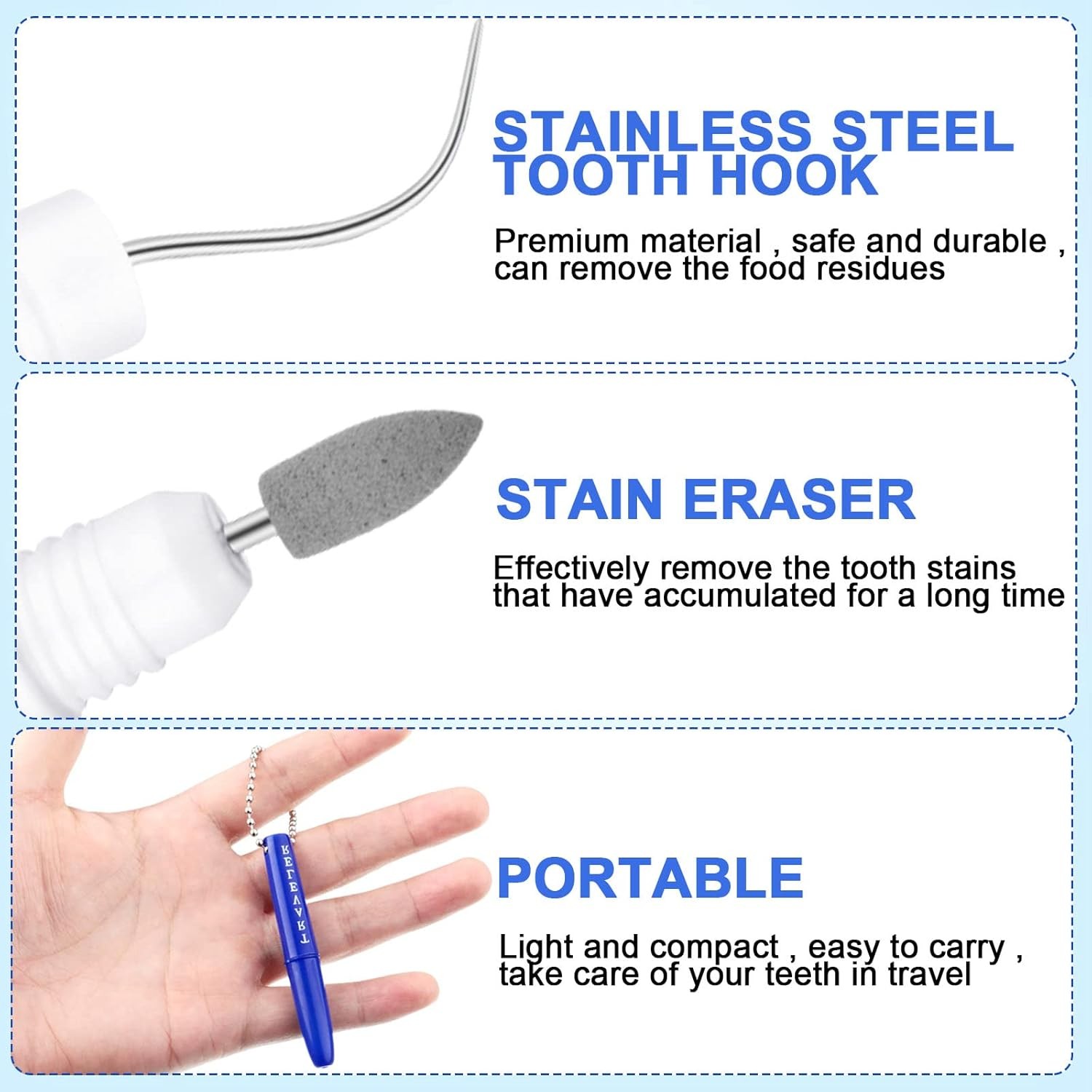 4 Pieces Travel Dental Tooth Picks Mini Metal Toothpick Holder Reusable Portable