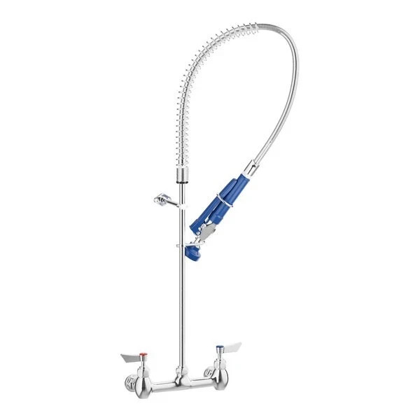 Wall-Mounted Pre-Rinse Faucet with 8″ Centers and 12″ Add-On Faucet