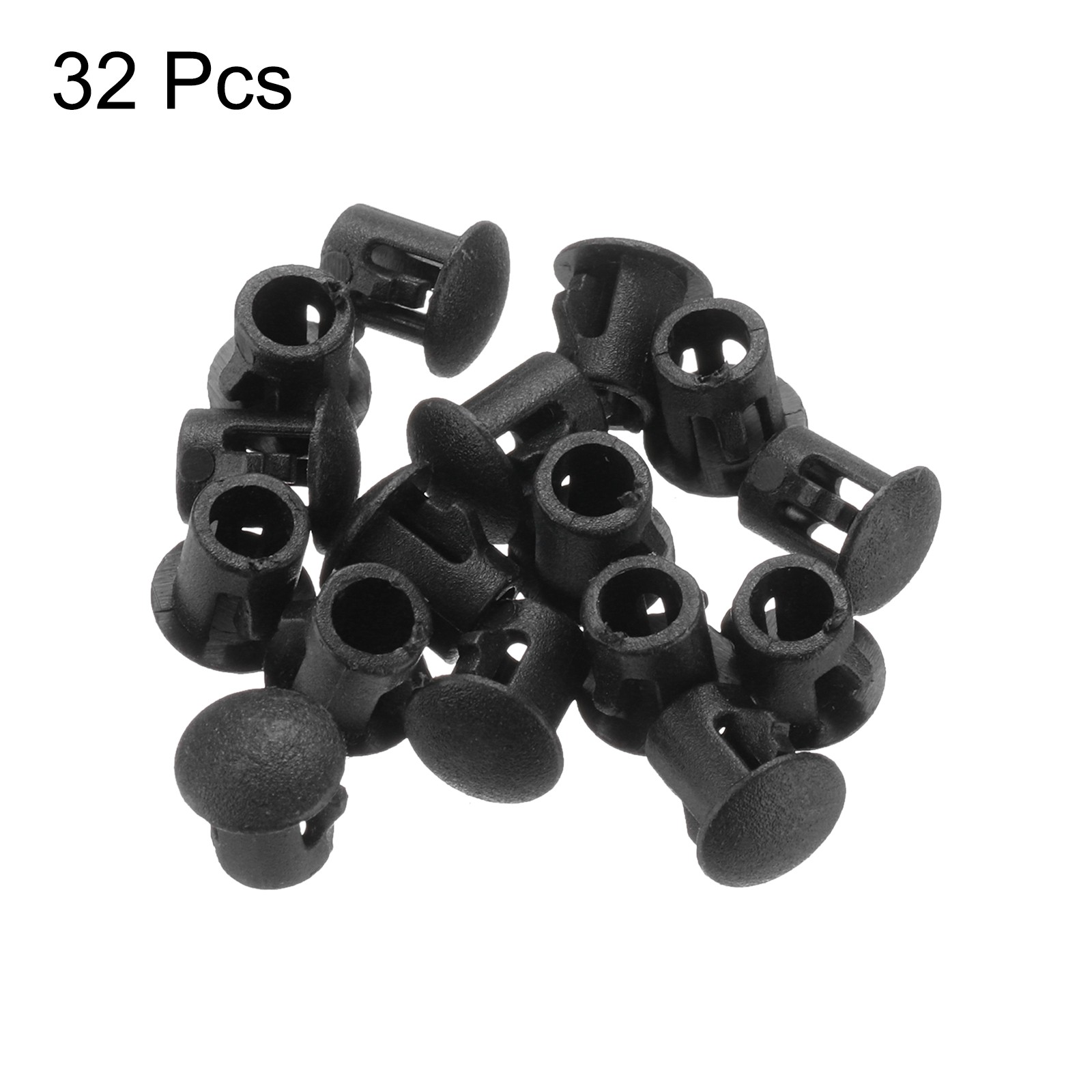 32Pcs 7mm(1/4″) Black Nylon Plastic Round Locking Hole Plugs Insert End Caps