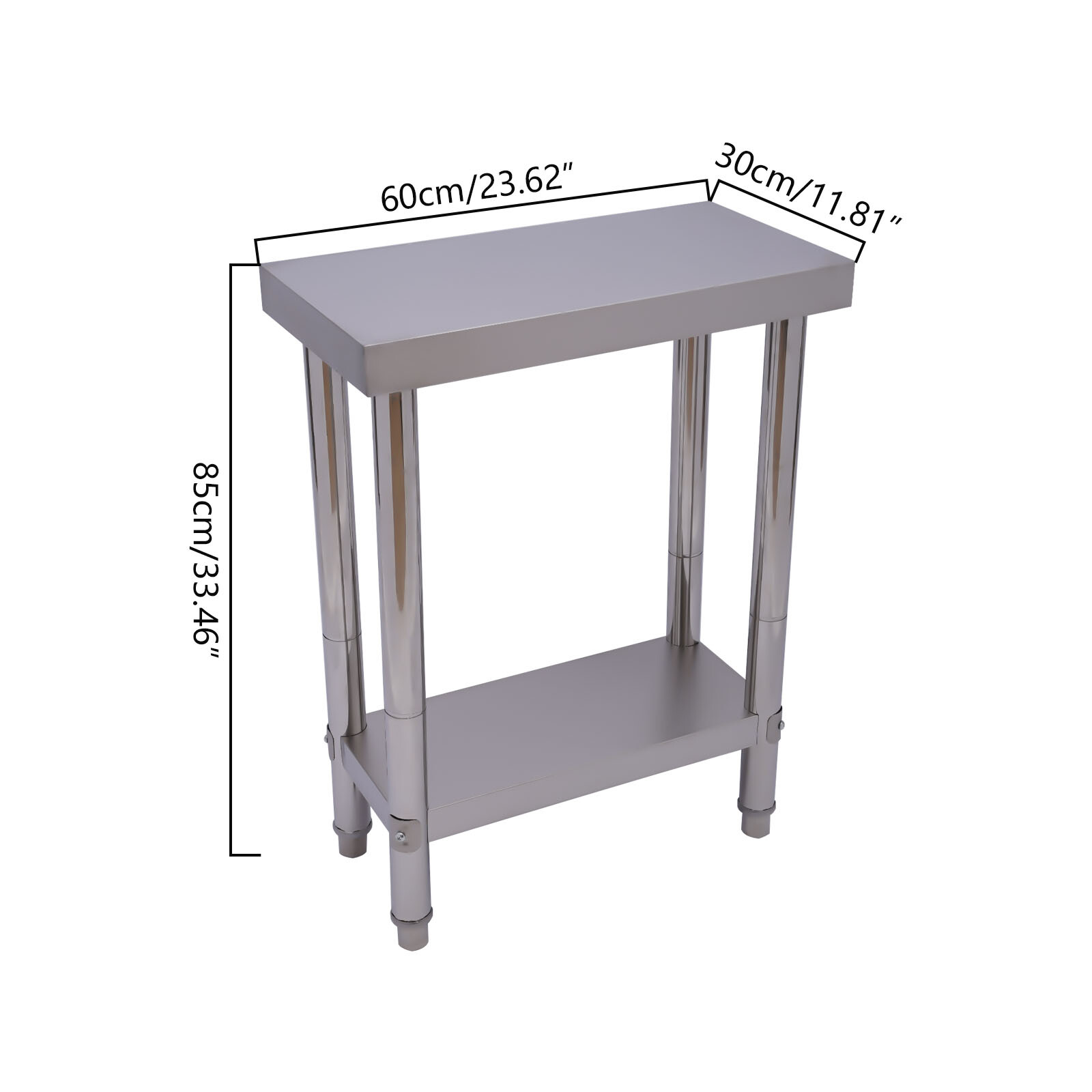 Stainless-Steel 60*30*85cm Commercial Kitchen Work Food Prep Table Heavy Duty