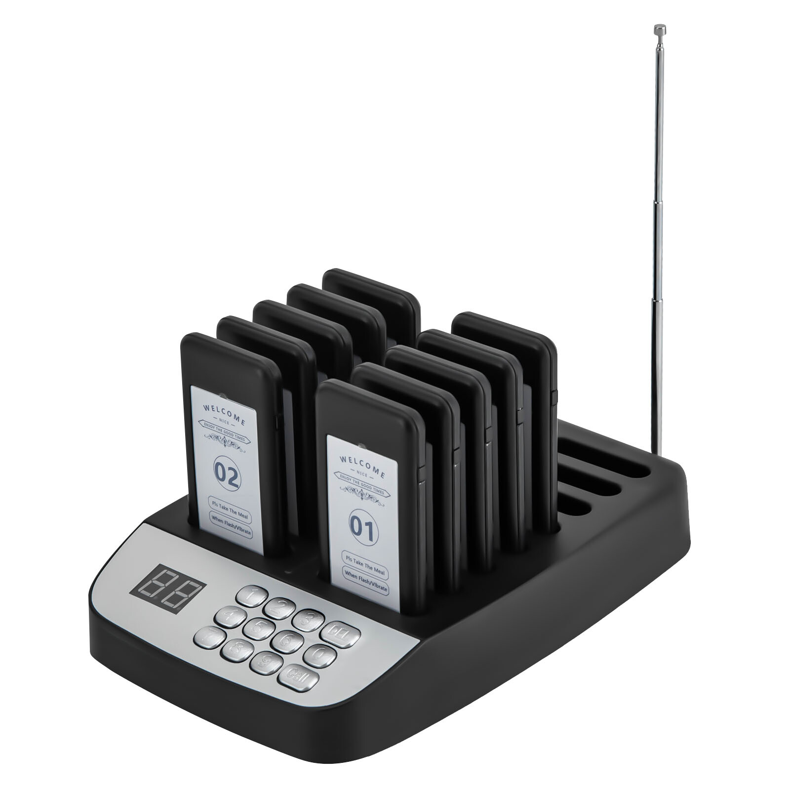 Wireless Restaurant Pager System with 10 Beepers and Long Range Signal
