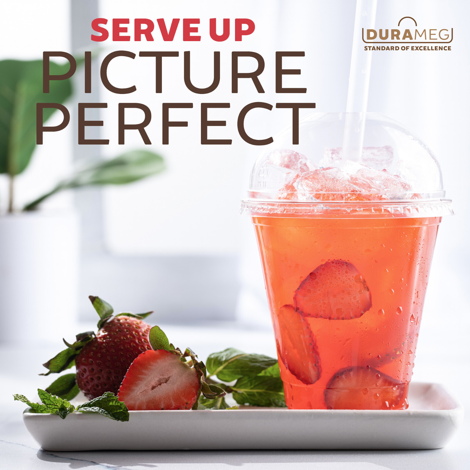 DURAMEG 12oz Clear PET Cups with Dome Lids 100 Pack | Disposable Smoothie Cups