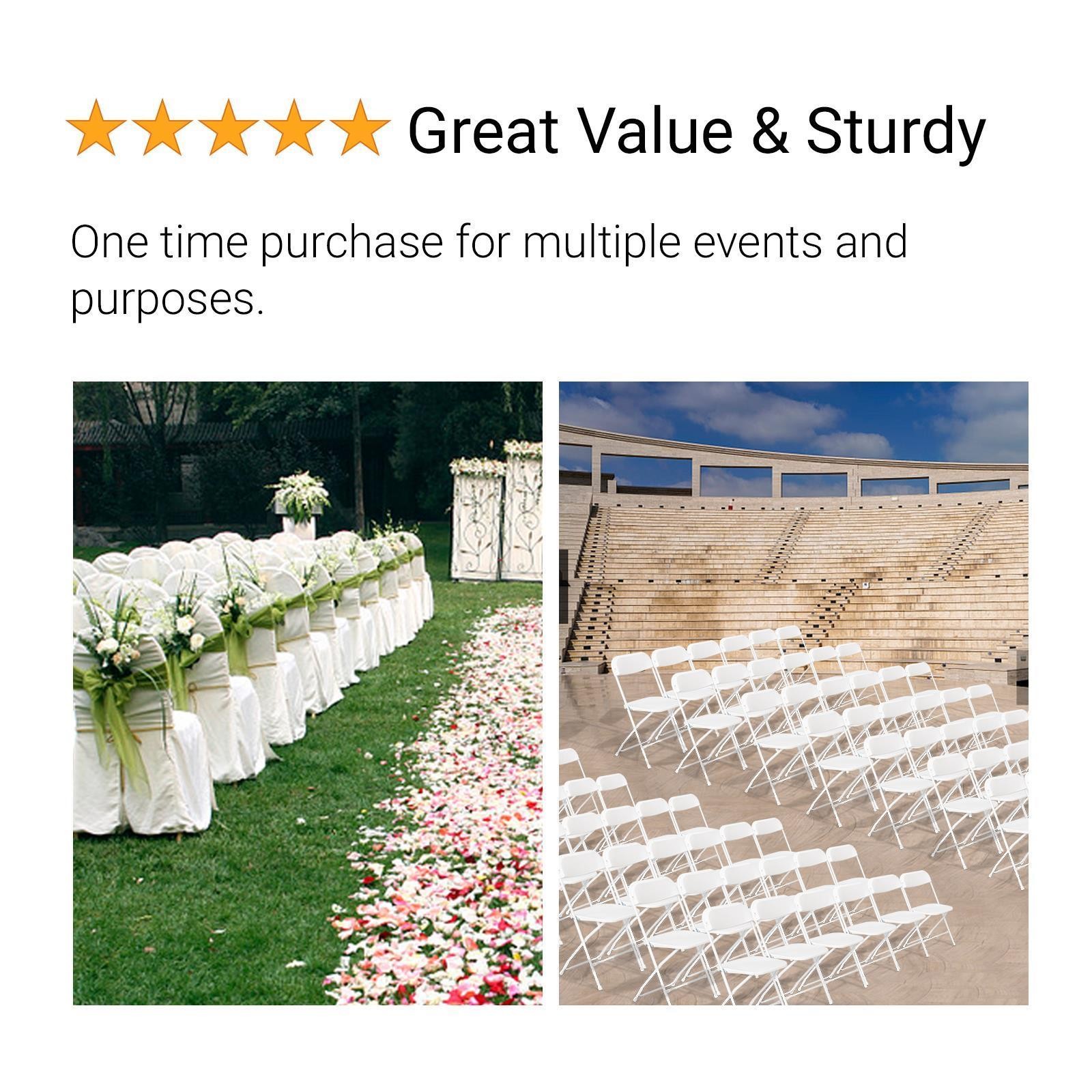 Set of 4 Folding Event Chairs Plastic Outdoor Chair for Weddings Parties Banquet
