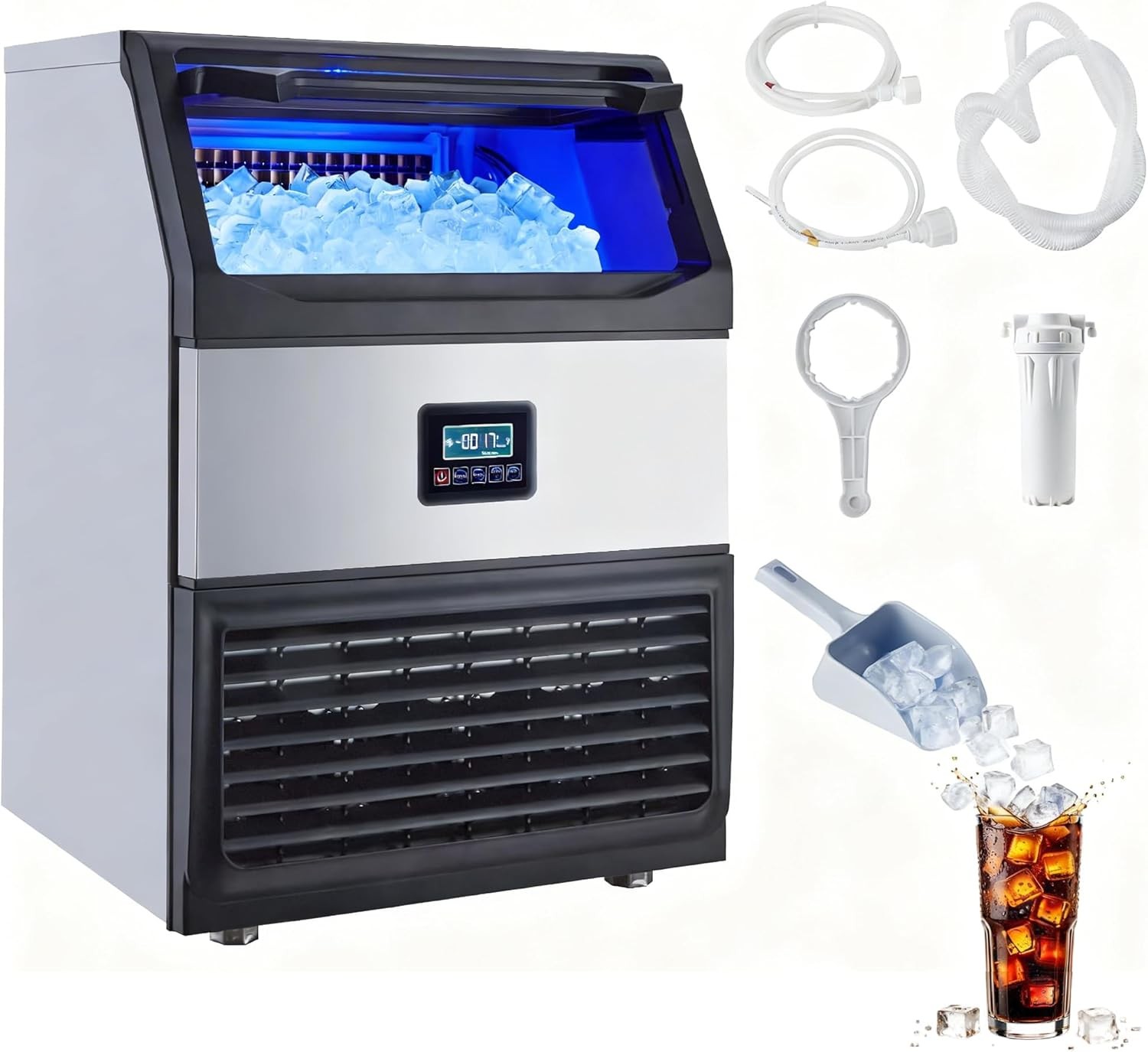 Ice Maker Machine 265lbs/24H Built-in Ice Maker 55lbs Storage 450W