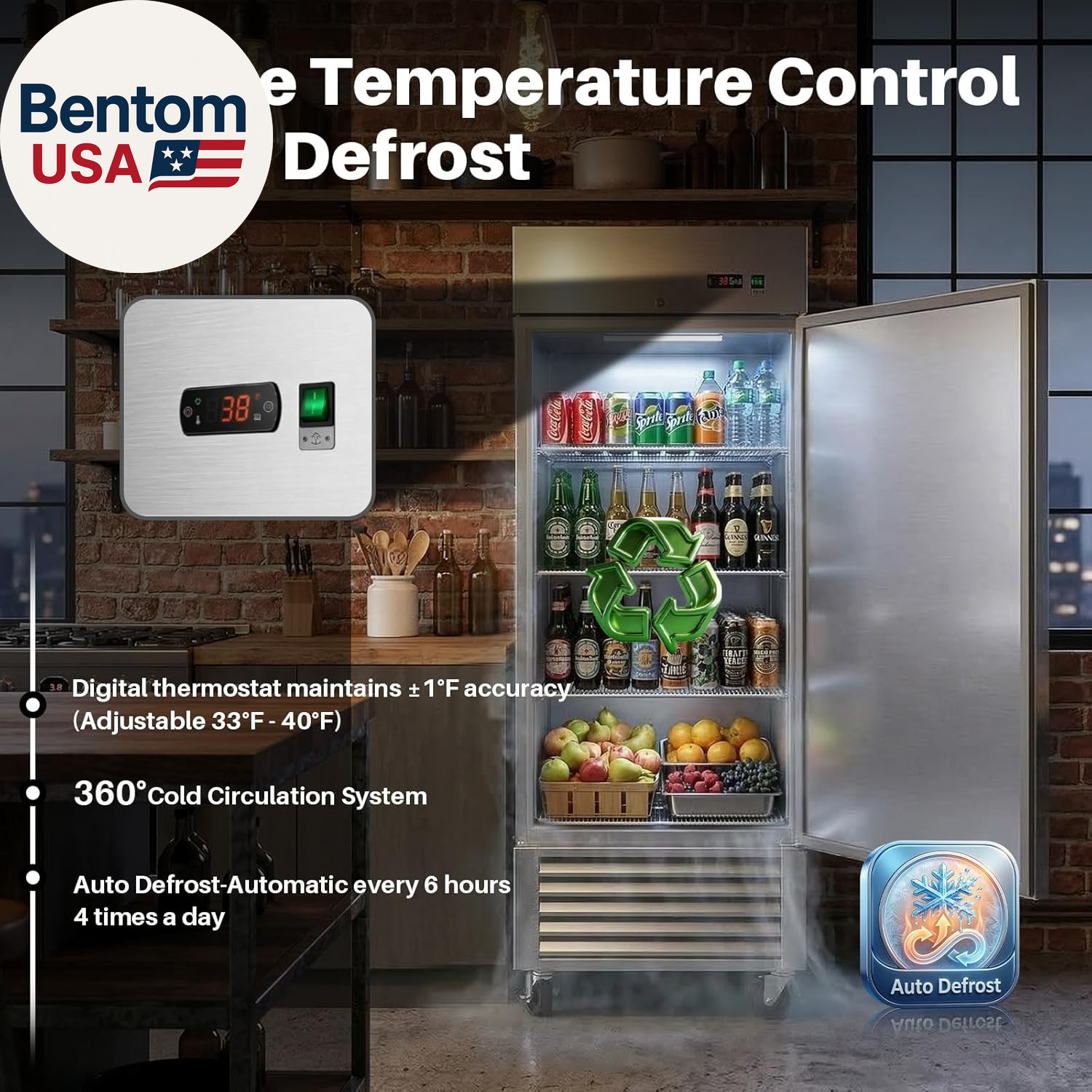 27″ W Commercial Refrigerators, 23 Cu.Ft Commercial Reach-In Stainless Steel Ref