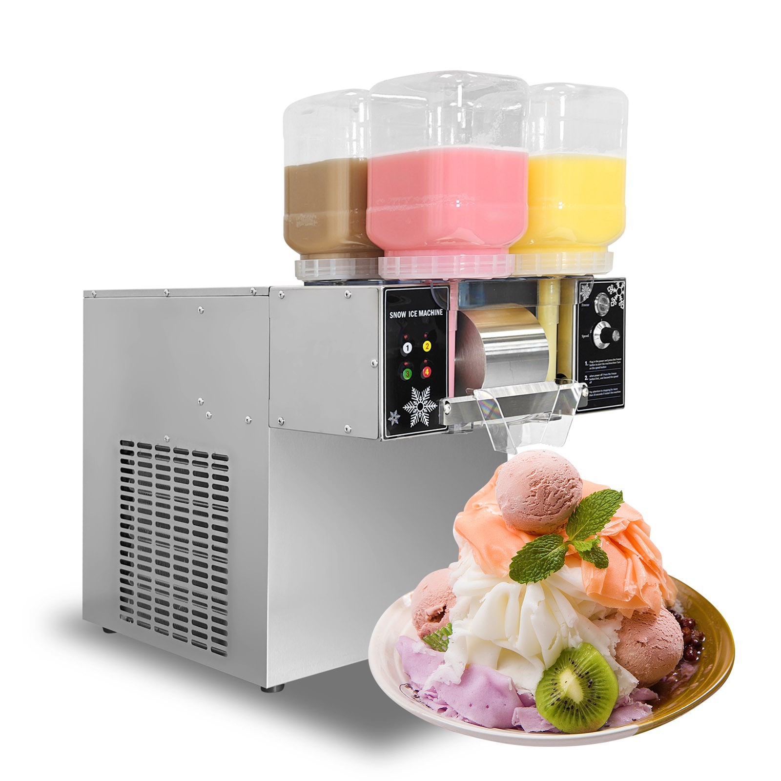 90% New Commercial 4 Feeding Buckets Automatic 264 lbs/Day Shaved Ice Machine