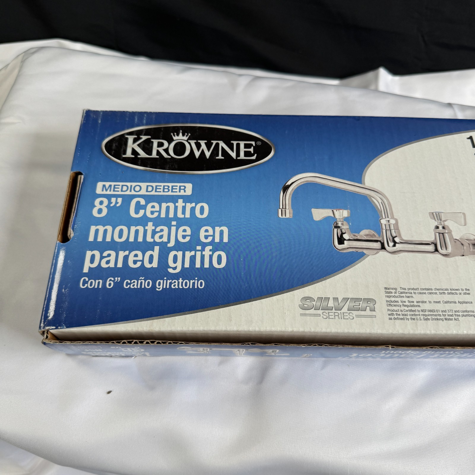 Krowne 12-806L 8in Center Wall Mount Faucet 6in Swing Spout NSF Lead Free