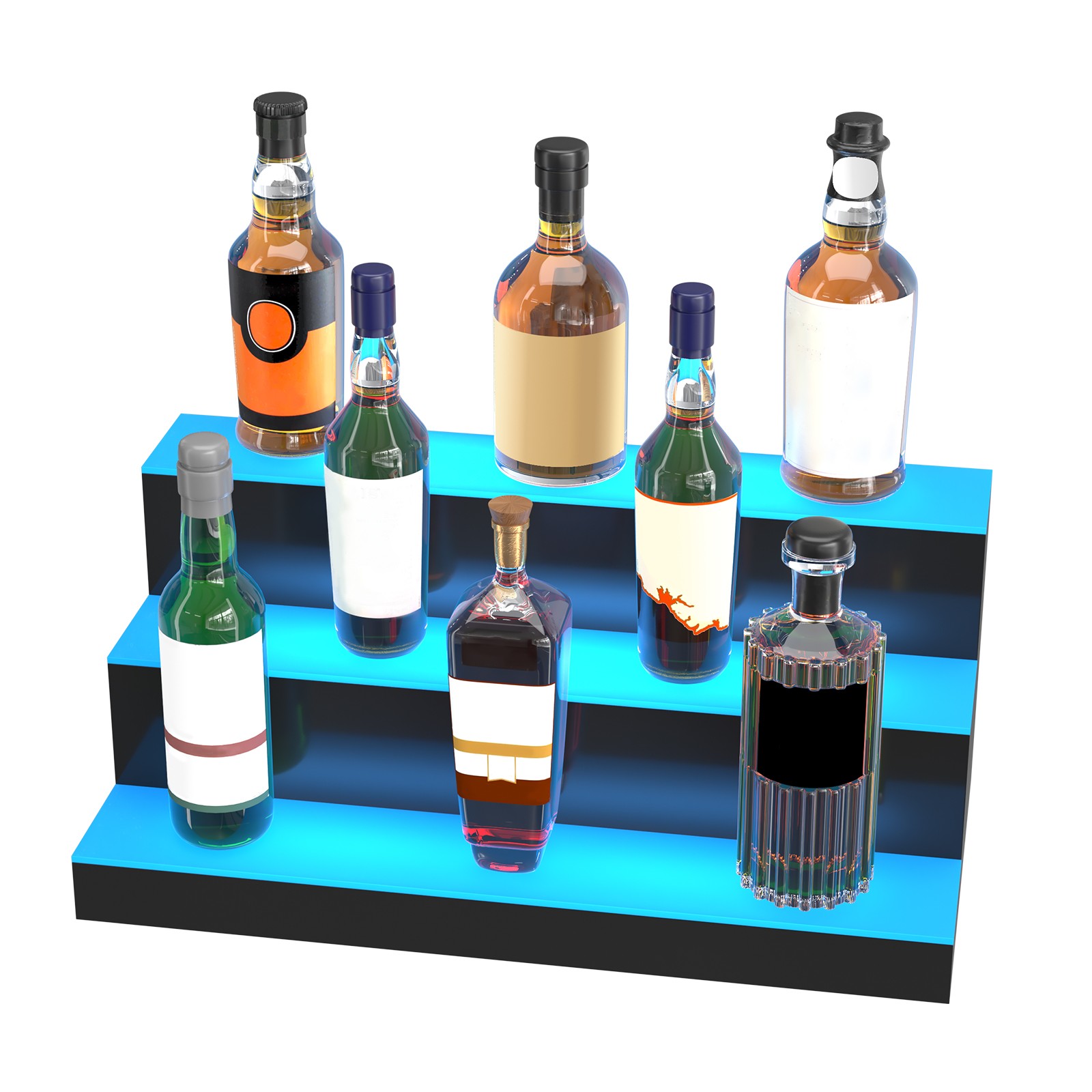 VEVOR LED Lighted Liquor Bottle Display Bar Shelf RF & App Control