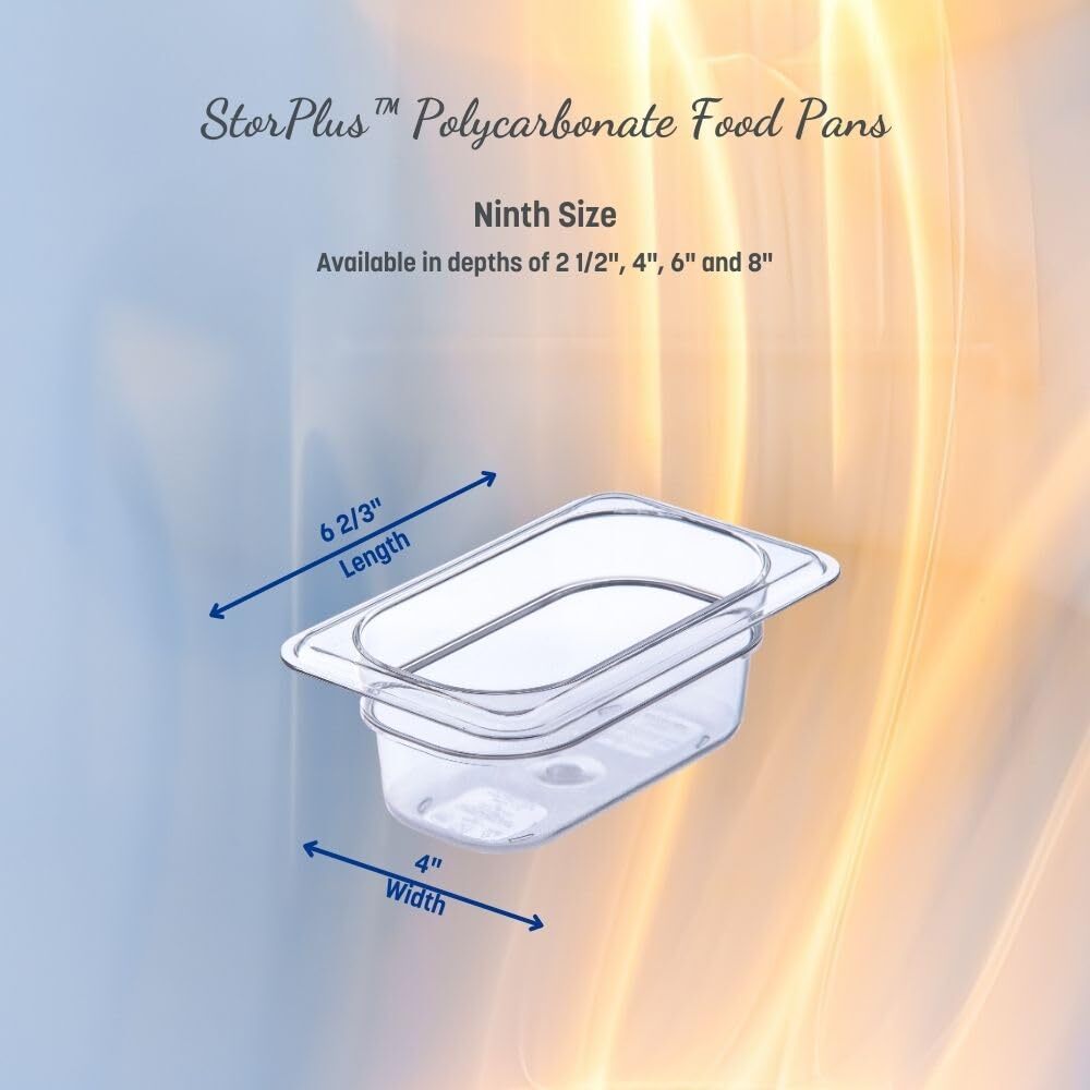 Plastic Food Pan 1/9 Size 6 Inches Deep Clear for Kitchen and Restaurant Use