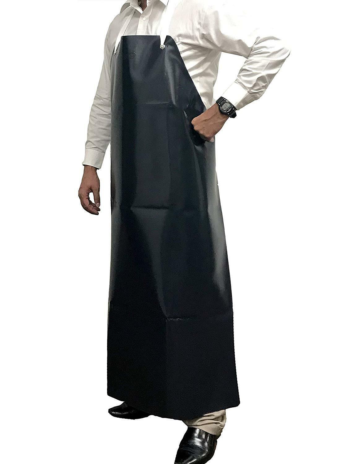 Vinyl Dishwashing Apron, Heavy Duty 23 Mil, Extra Long, Black (Pack of 1)