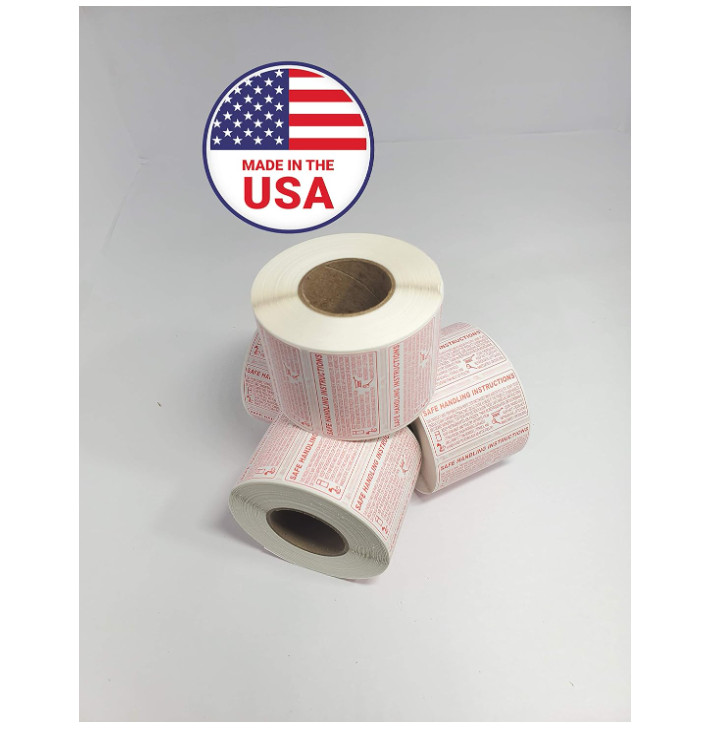 Food Safe Handling Instructions Label 1 Roll 1000 Labels 2.25 x 1.125 Inches