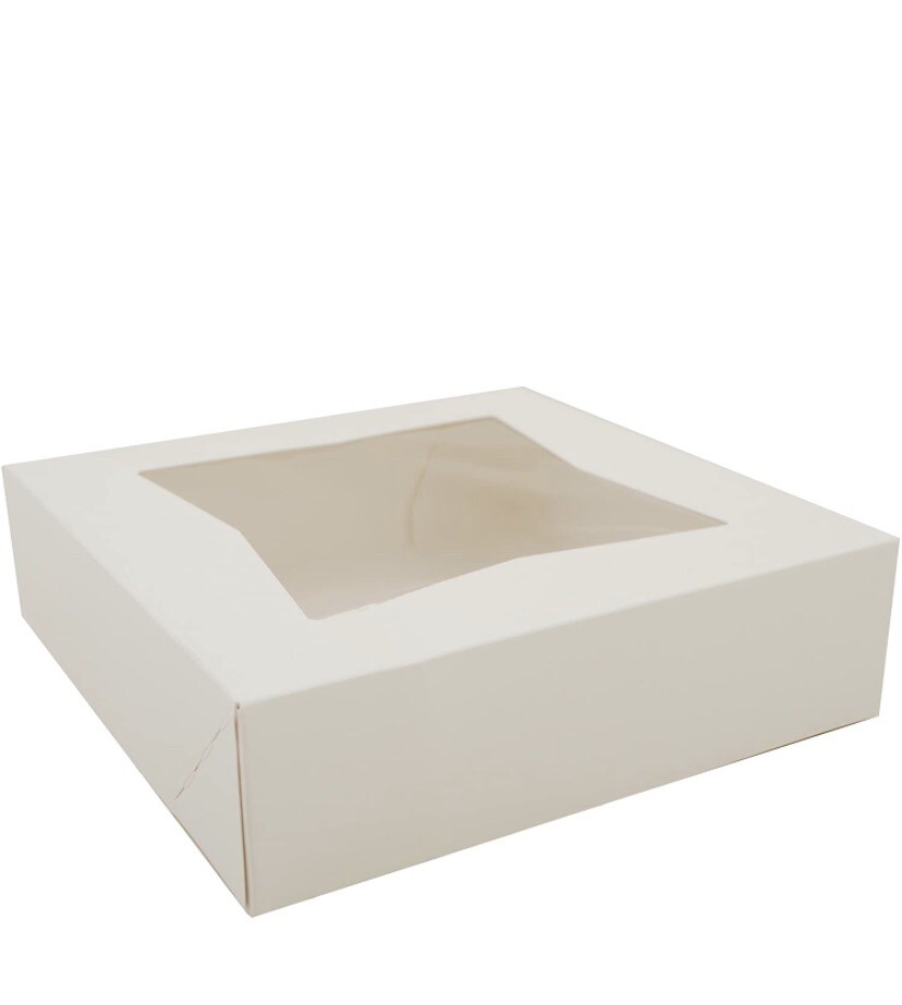 Southern Champion Tray 24133 White Paperboard Window Bakery Box, 9″ Length x 9″