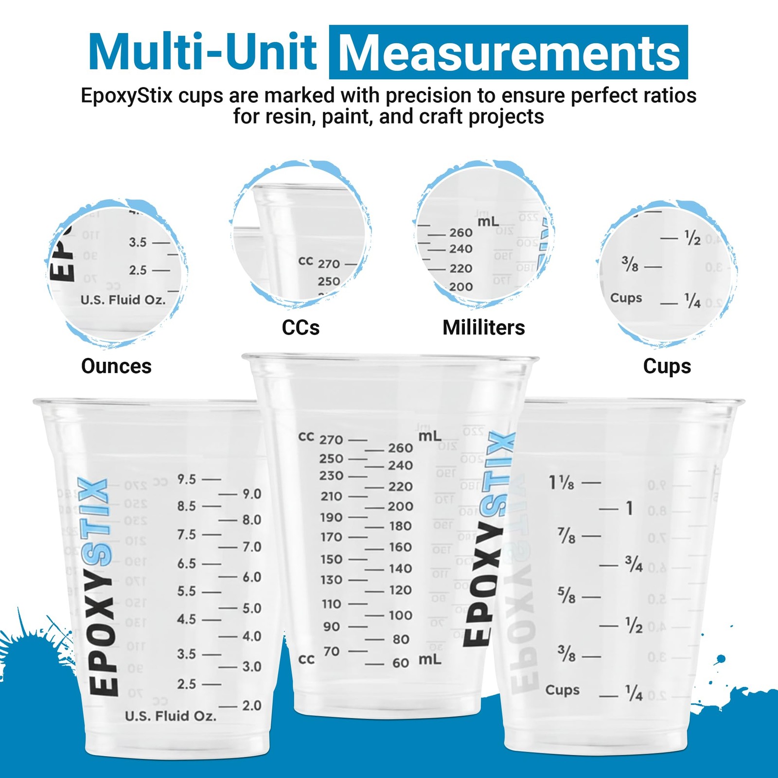 [50 Pack] NEW SIZE 12oz Graduated Mixing Cups – Durable PET, Clear Measuremen…