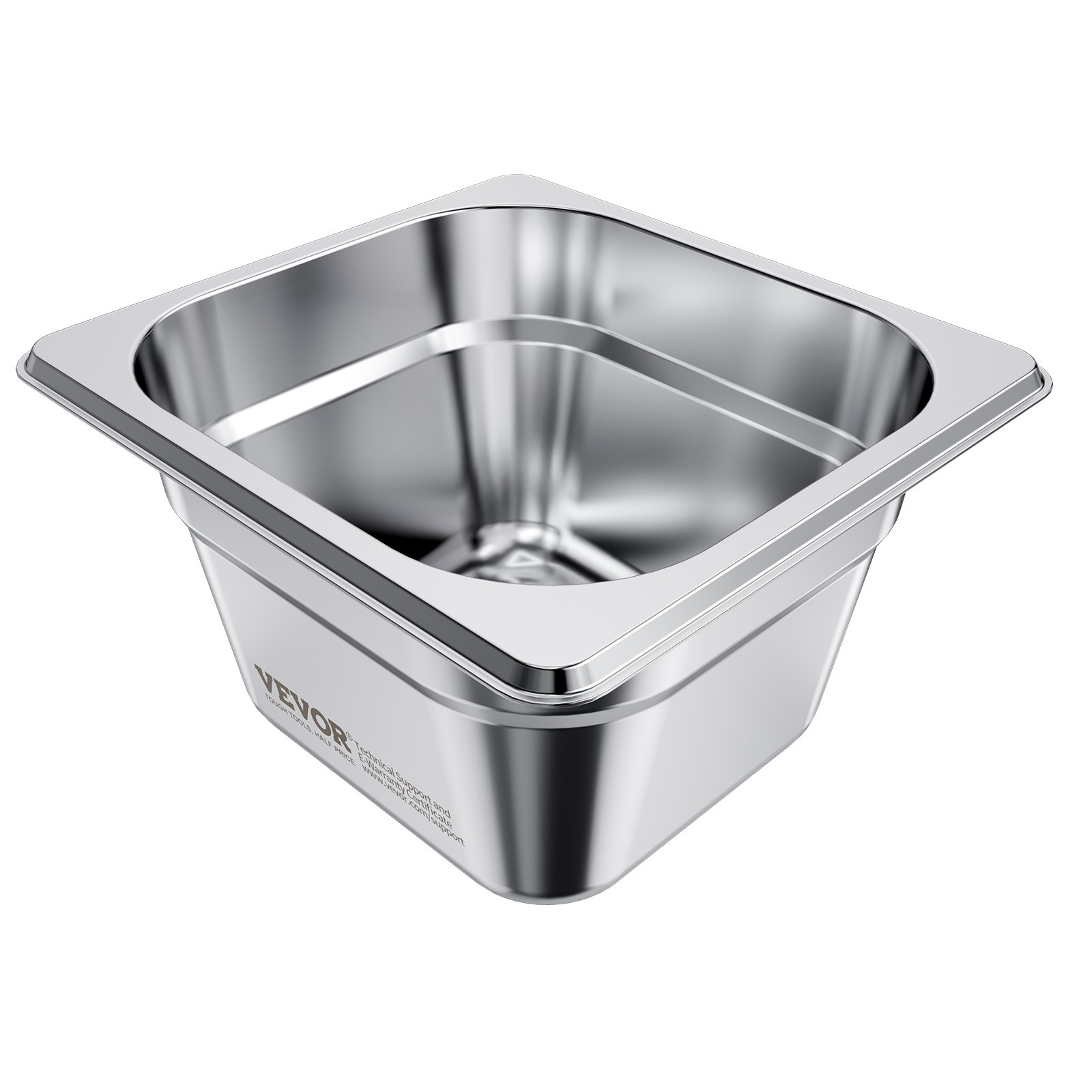 VEVOR 1/6 Size Hotel Pans Steam Table Pans 4 Inch Deep Stainless Steel 6 Pack