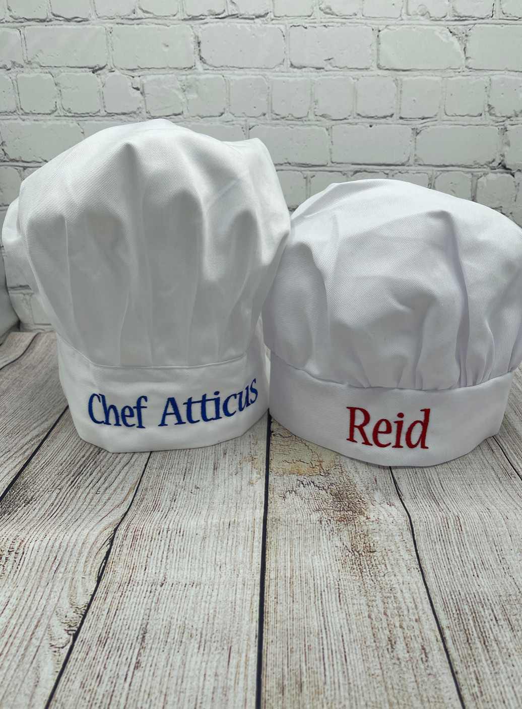 Personalized Adult & Child chef hat set, one each adult and child white chef hat