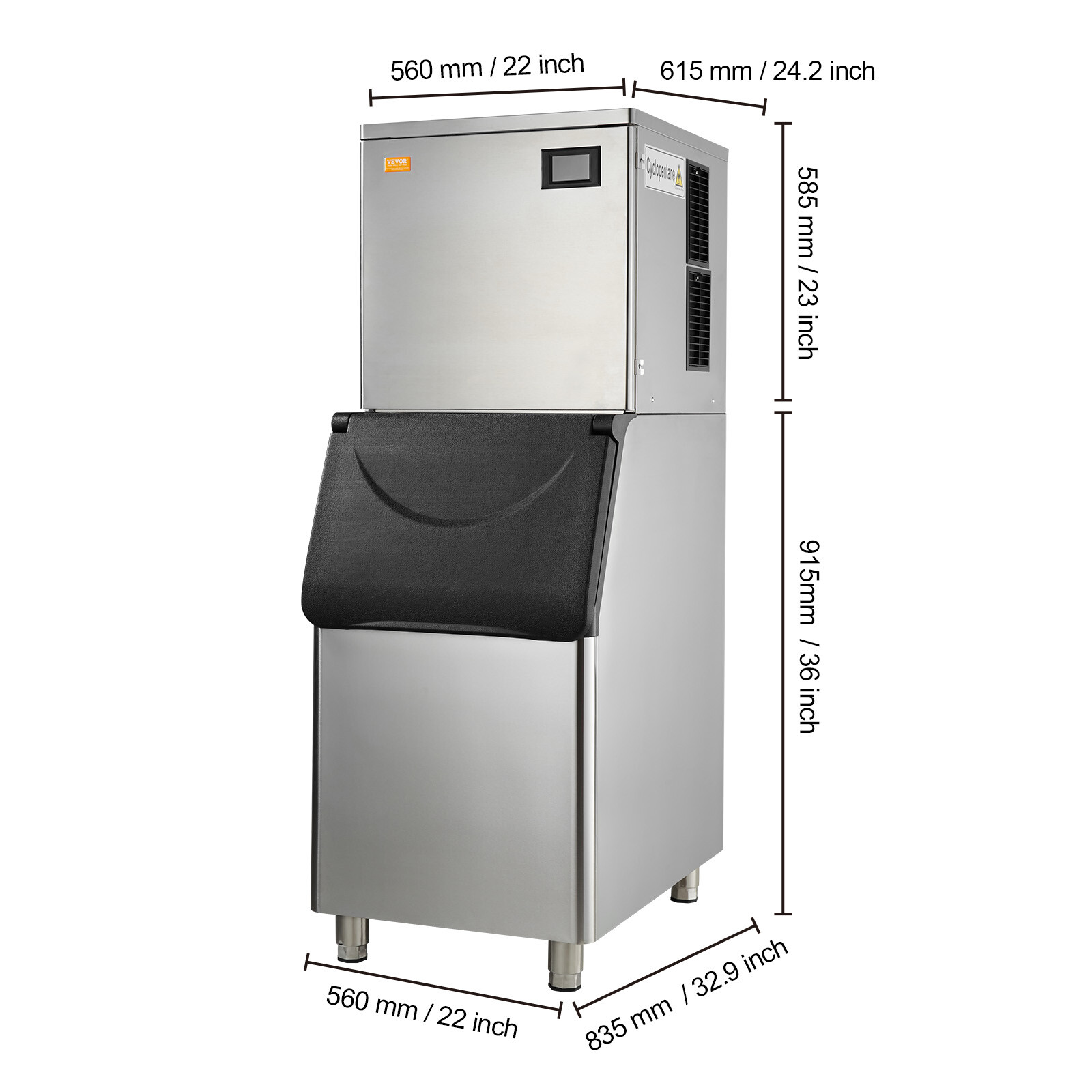 VEVOR 360-450LBS/24H Split Commercial Ice Maker Ice Cube Machine 156/182PCS