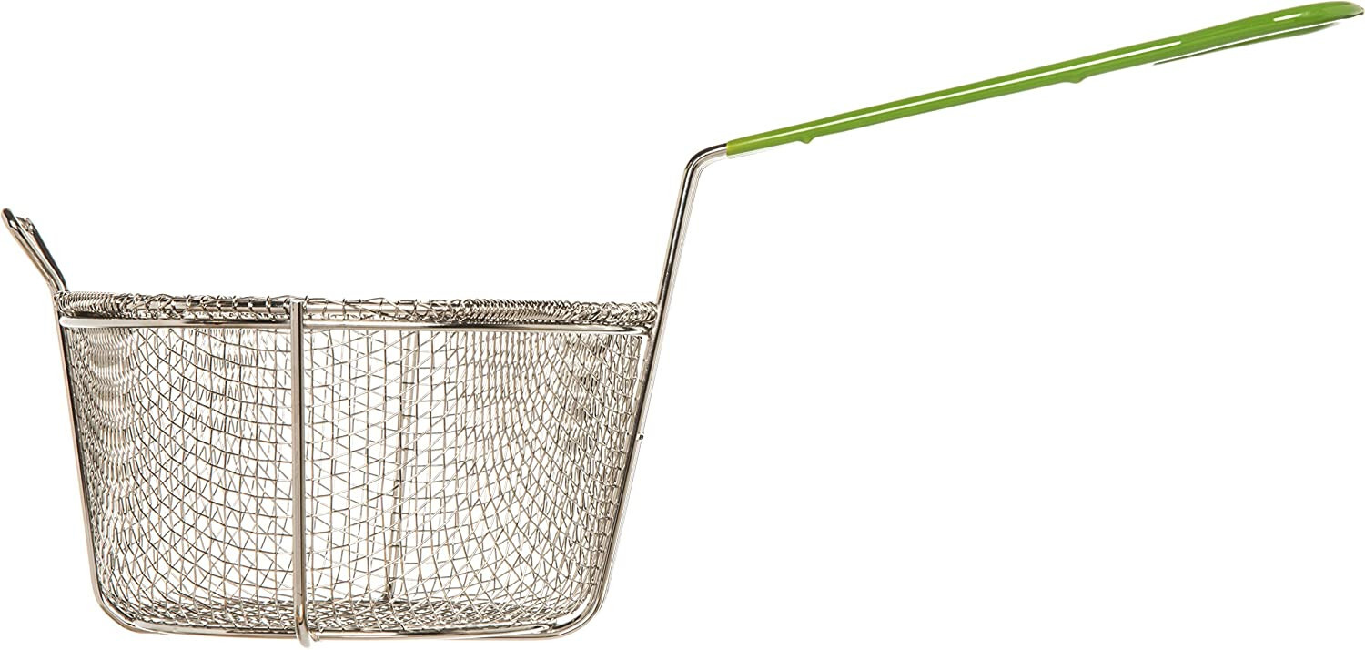 CFS Chrome Plated Nickel Steel Mesh Fryer Basket with Cool Touch Handle, 8.75″ D