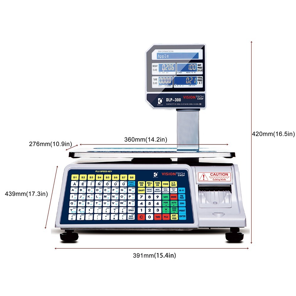VisionTechShop DLP-300 Label Printing Scale Pole Display, 30/60lbs «Brand New»