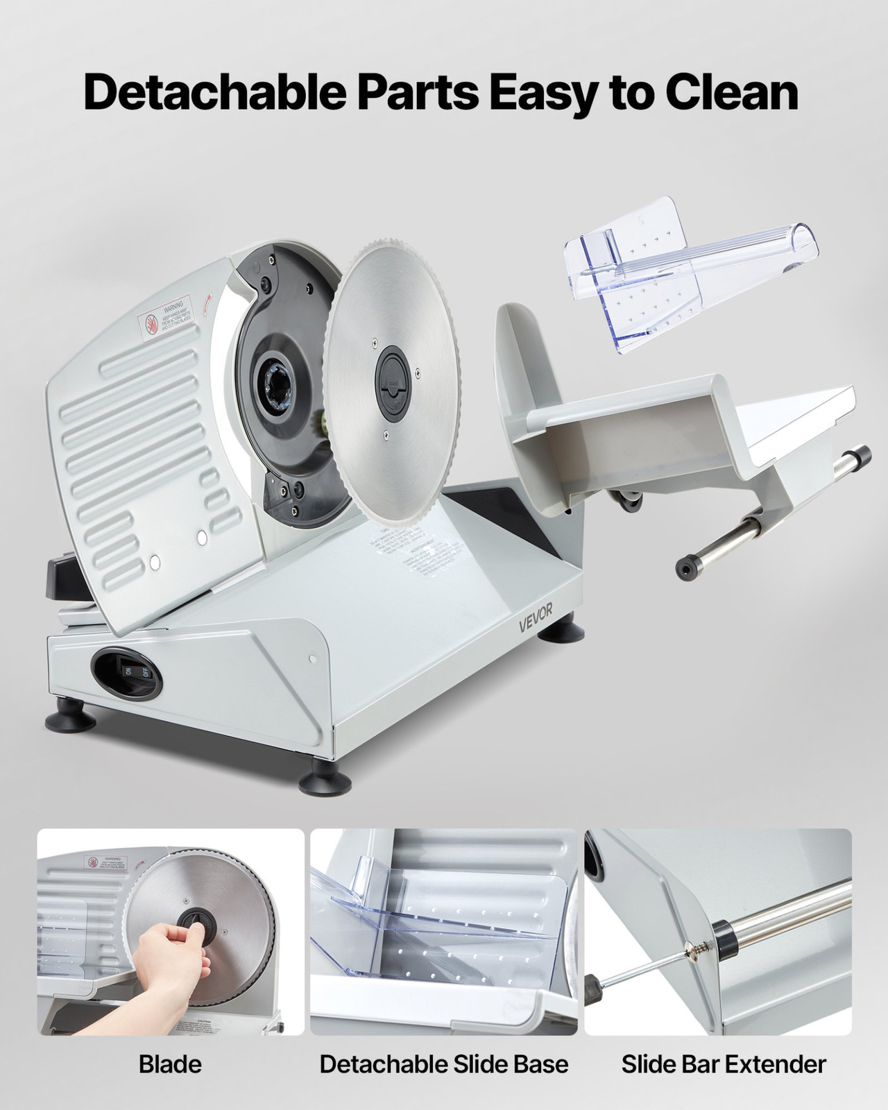 Electric Meat Slicer 7.5″ 200W Deli Food Slicer Adjustable Thickness UL