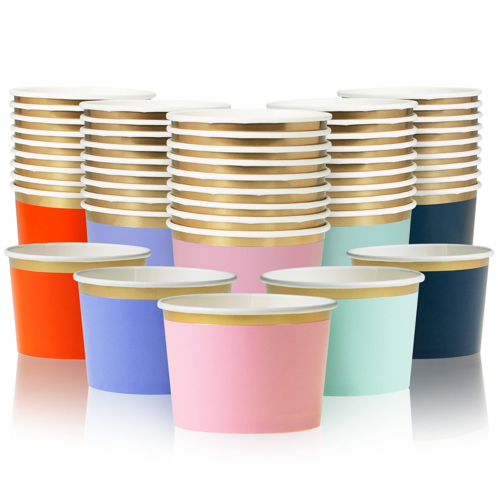 Paper Ice Cream Cups, 50 Count, 266 ml, Disposable Dessert Trays for Hot or Cold …