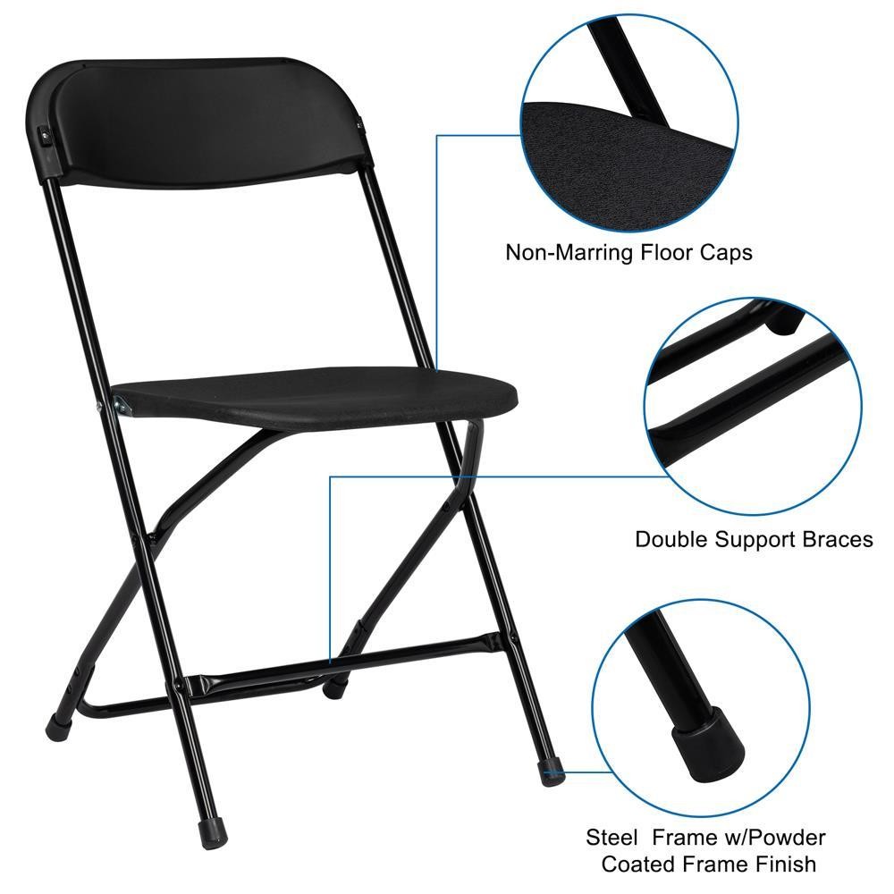 10 Pack Plastic Commercial Folding Chairs Stackable Picnic Party Black Home
