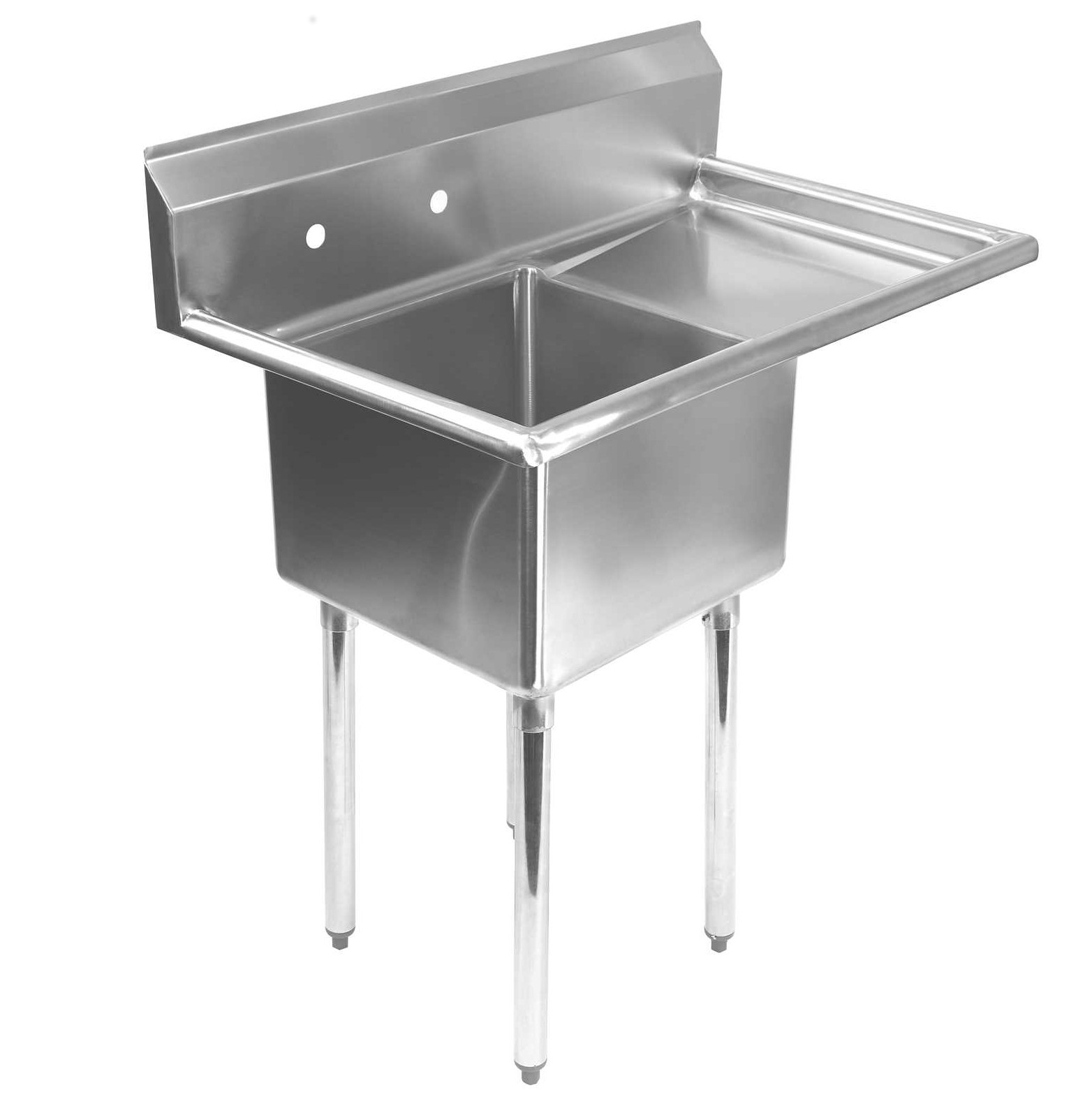 NSF Stainless Steel 18″ Single Bowl Commercial Kitchen Sink w/ Right Drainboard