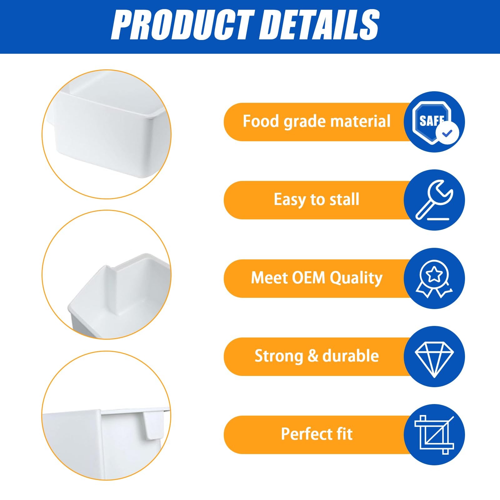 2187172 Door Shelf Bin Replacement for Frigidaire Whirlpool Solid White