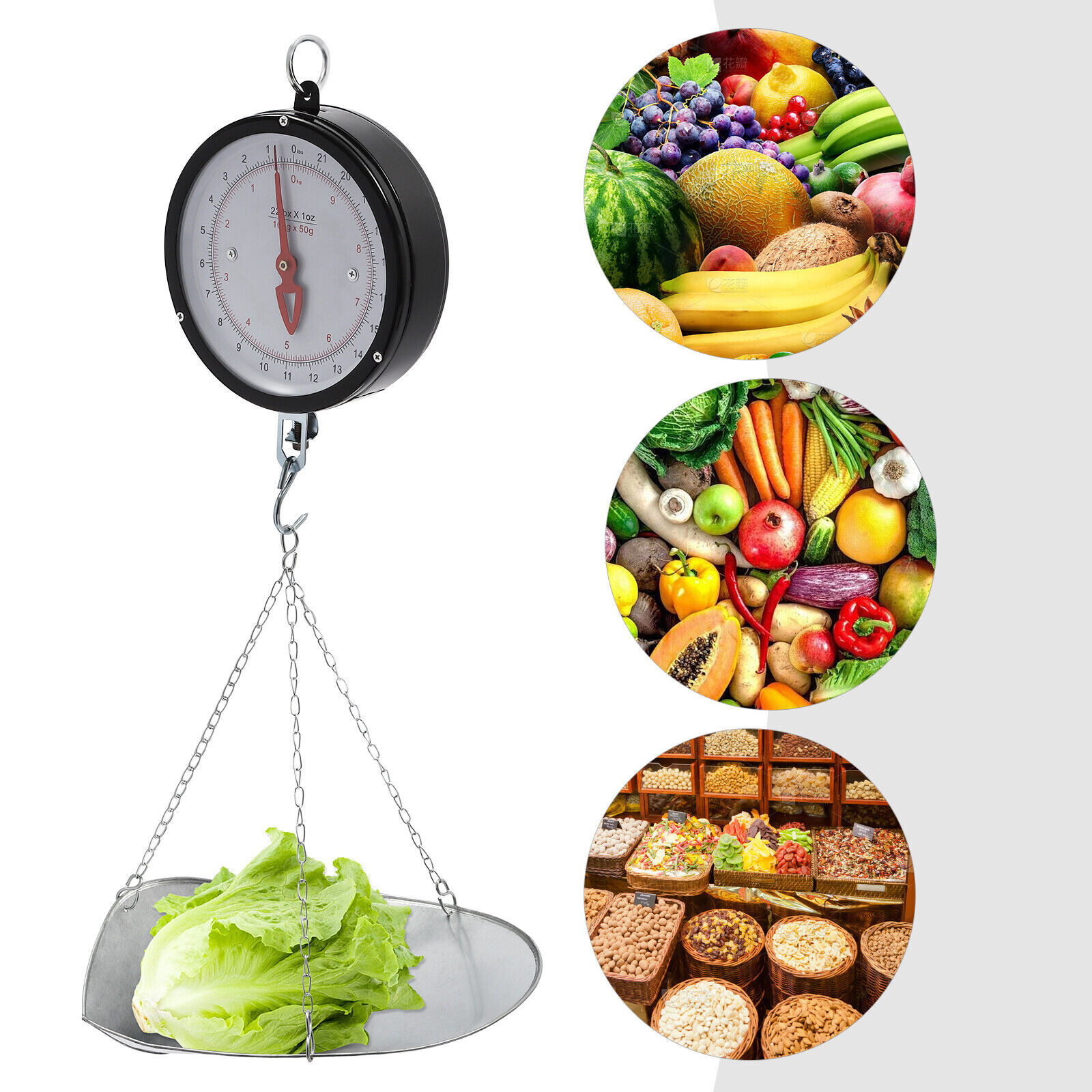 Double-Sided Dial Hanging Scale 10kg/22lbs for Home and Business Use