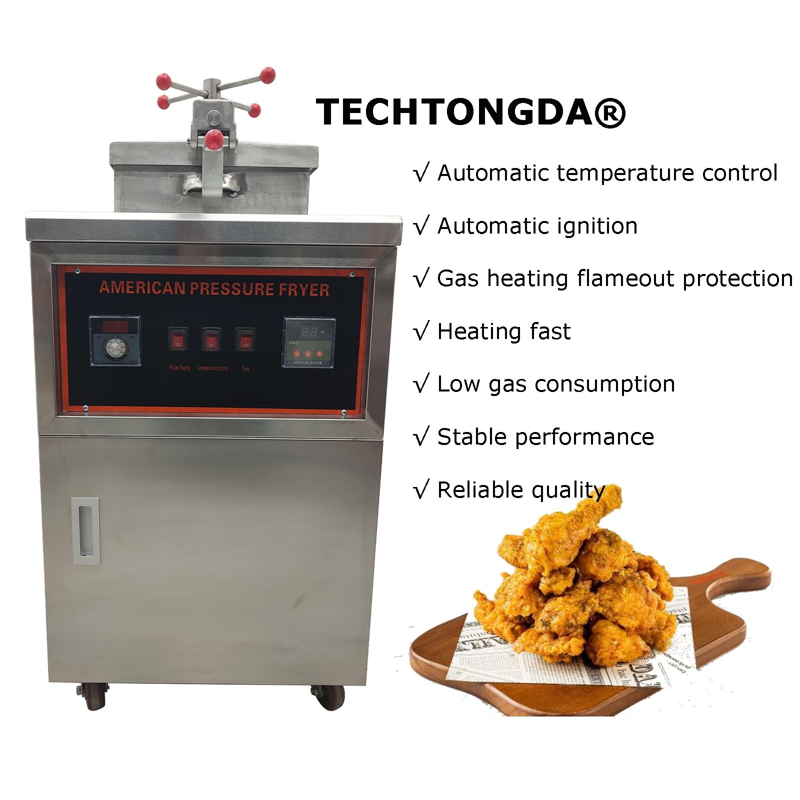 LP Gas Stainless Steel 110V Automatic CNC High Pressure Fried Chicken Stove