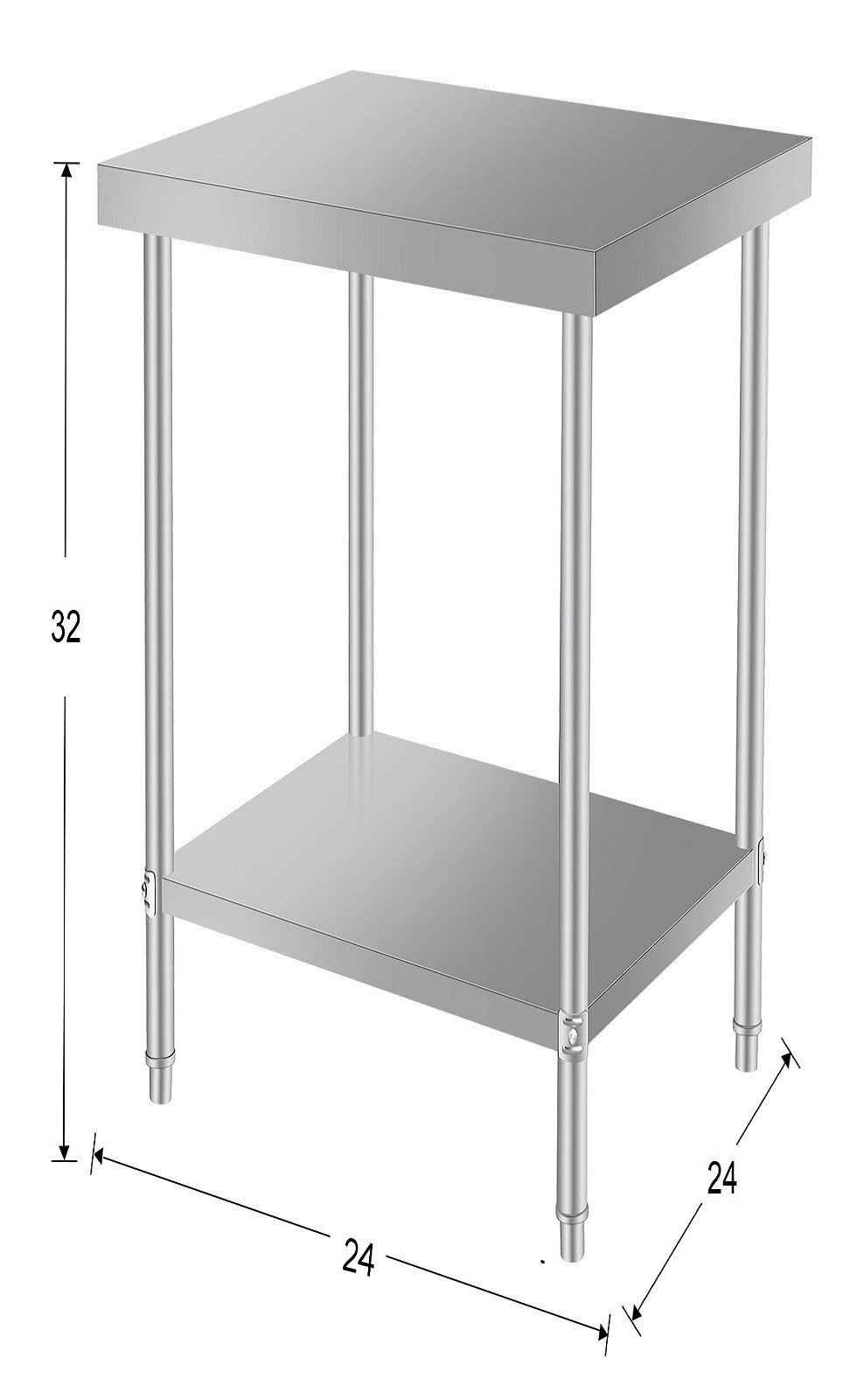 Workbench stainless steel prep table 24×24″ for kitchen or garage