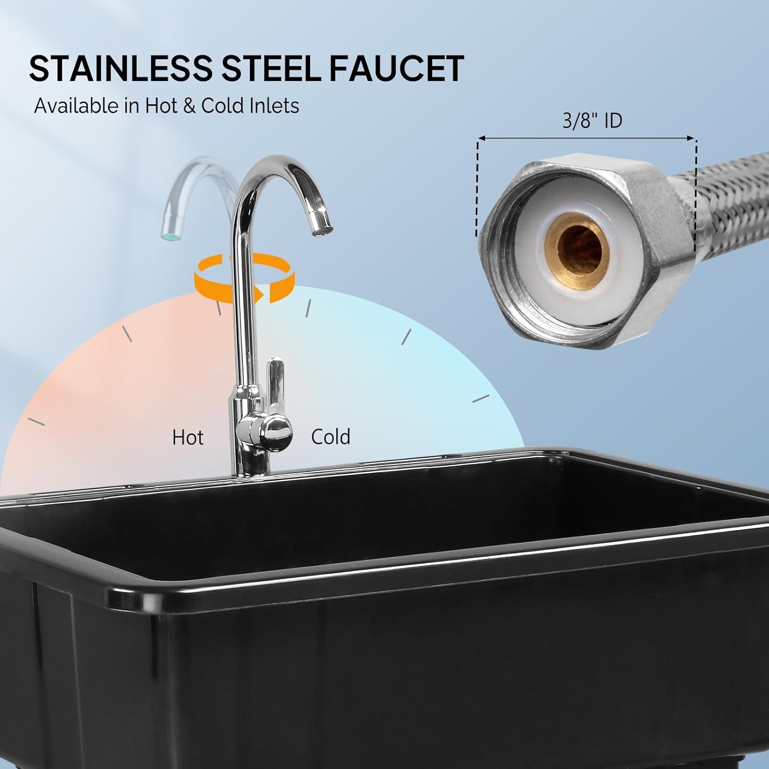 Freestanding Utility Sink with Removable Drainboard and Faucet for Laundry Room