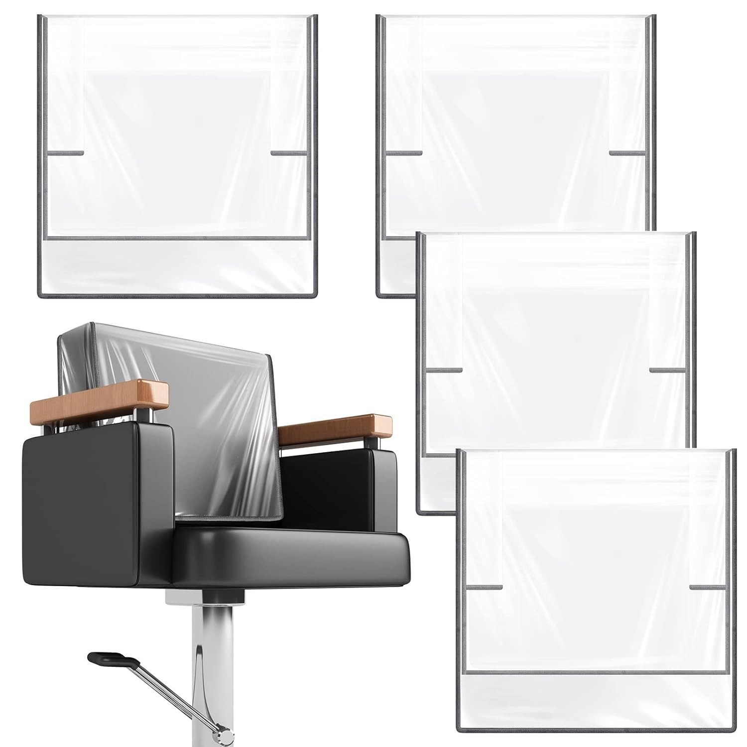 4 Pcs Gray Edge Salon Chair Clear Plastic Square Hairdressing Back Protectors…