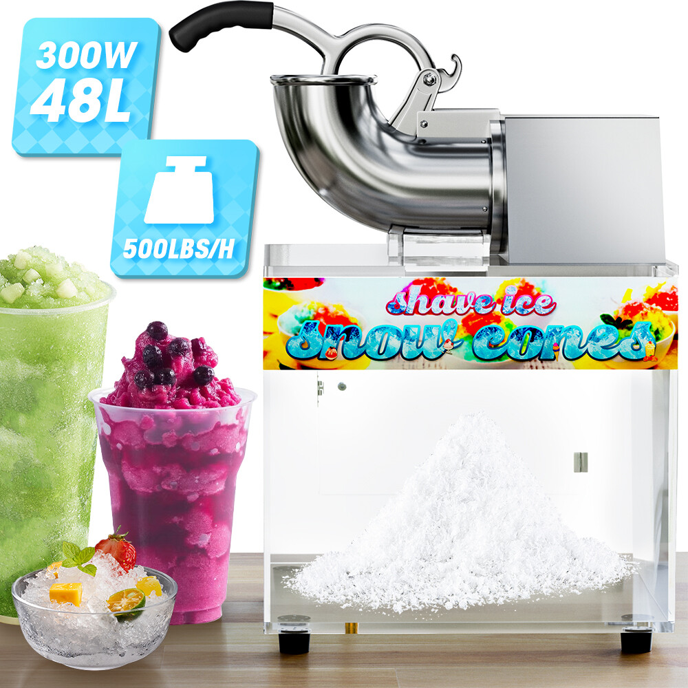Commercial Electric Ice Shaver 500LBS/H Snow Cone Machine Maker Ice Crusher 48L