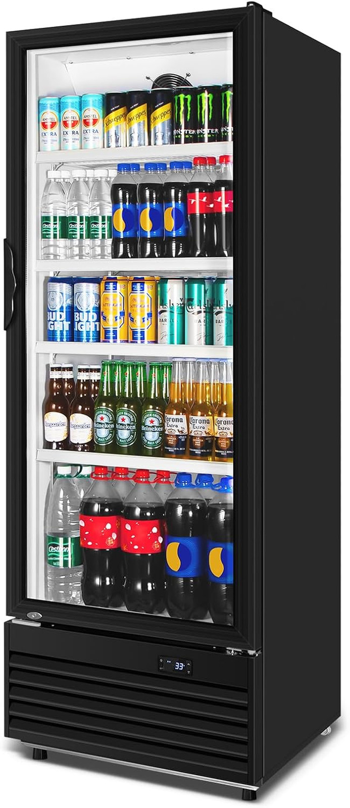 Commercial Beverage Refrigerator, 24.5 Inch 15 Cu. Ft. Drink Fridge, Display Ref