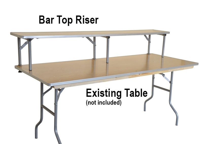 Folding Table Riser 4ft Wood Bar Top with Clamps for Wooden Rectangular Tables