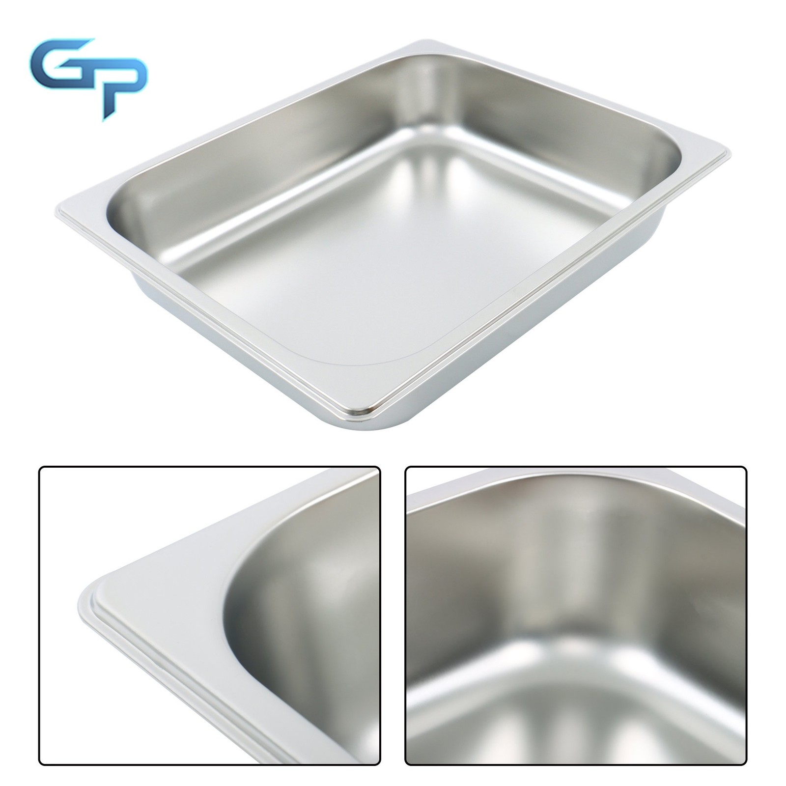 Set of 4 Half-Size Stainless Steel Steam Pans, 2.5″ Deep for Buffet & Catering