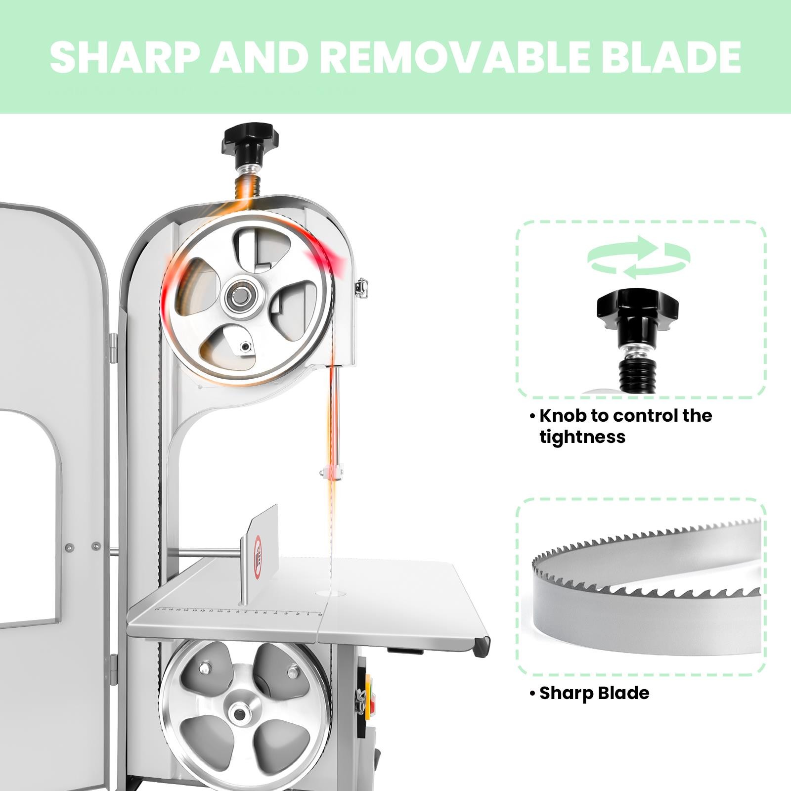 Commercial Frozen Meat Bandsaw Cut Butcher 1500W Electric Meat Bone Saw Machine