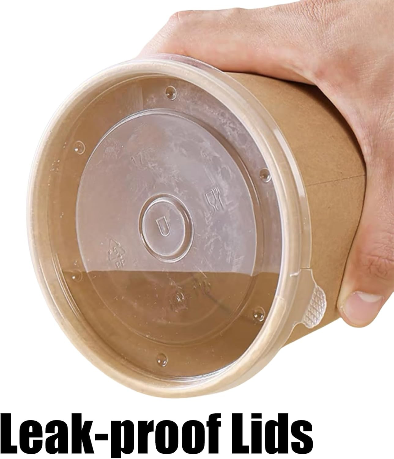 100 Pack 8 Oz Paper Soup Containers Lids Disposable Kraft Paper Food Cups Heavy