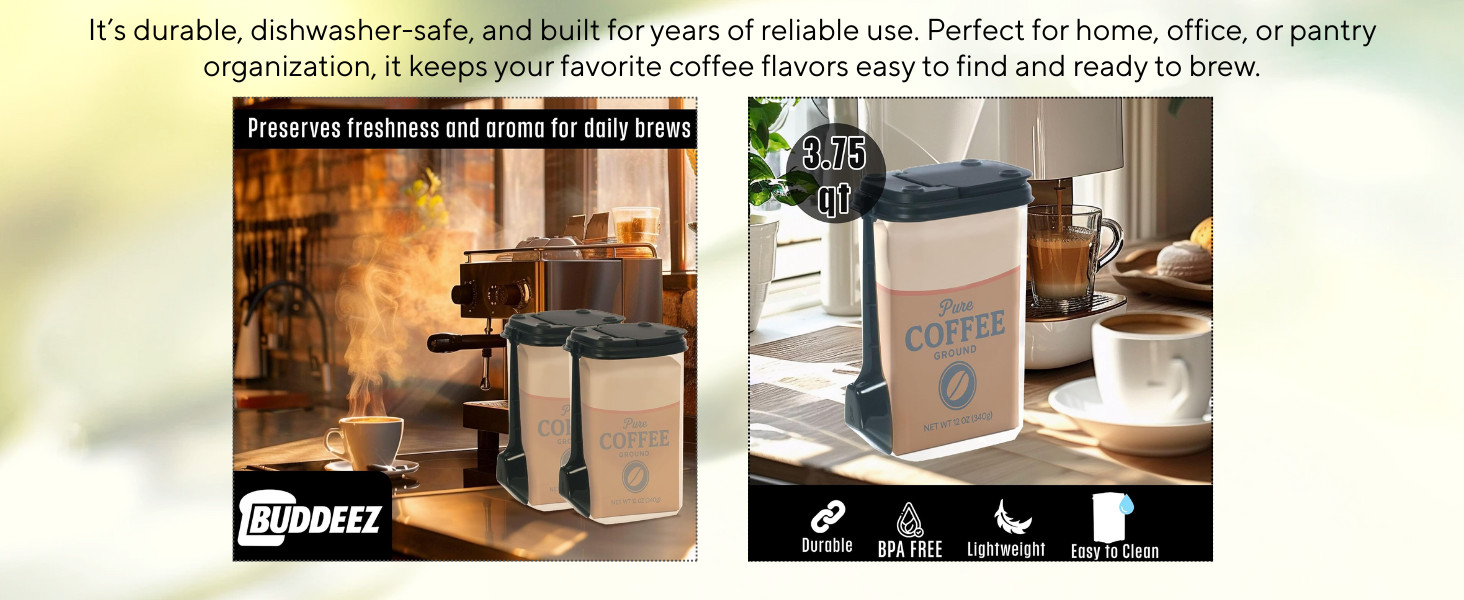 Coffee Bean Storage Container – Canister With Spoon, Suitable for Whole Beans &