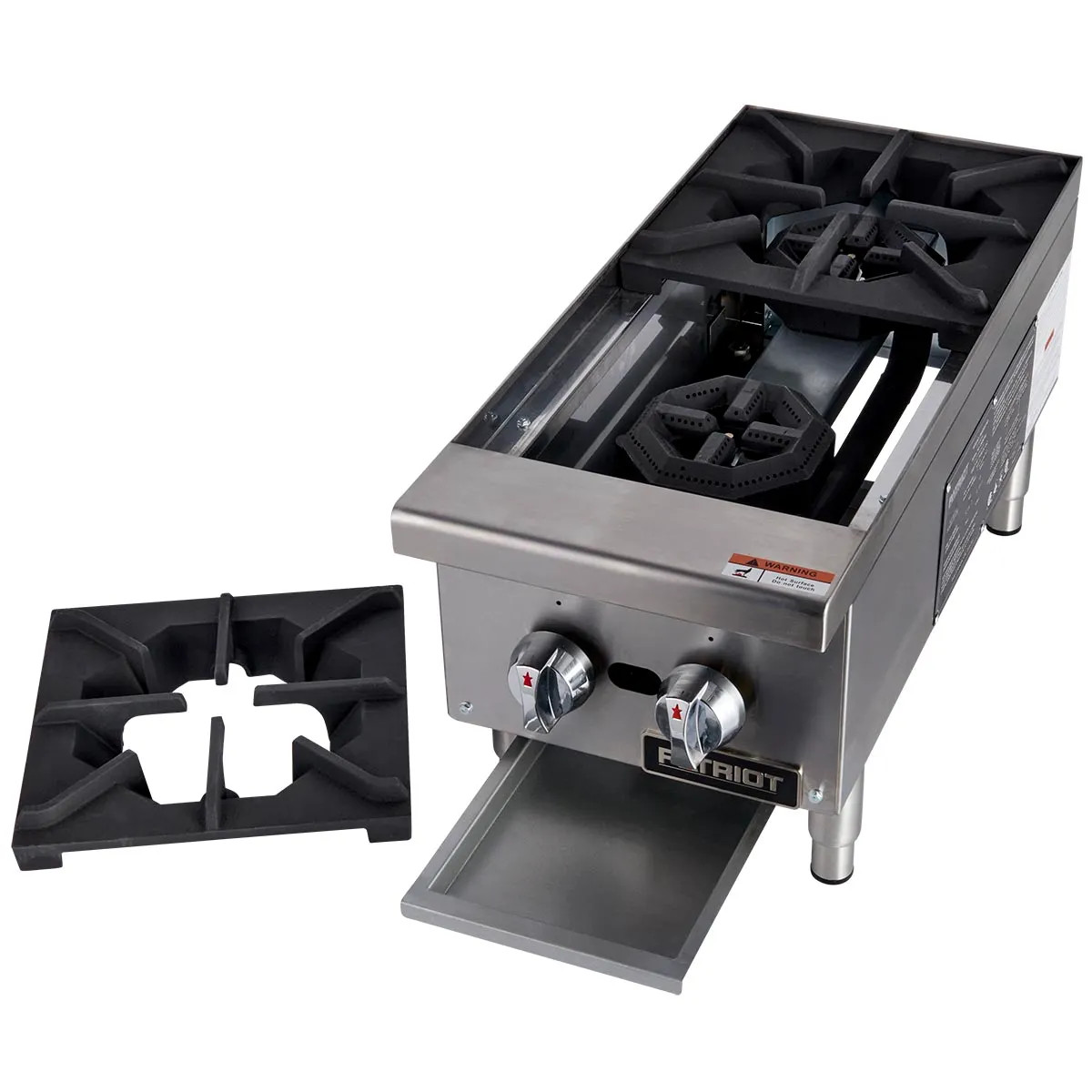 Patriot PT-HP12-M 50,000 BTU Commercial 2-Burner Gas Countertop Range Hot Plate