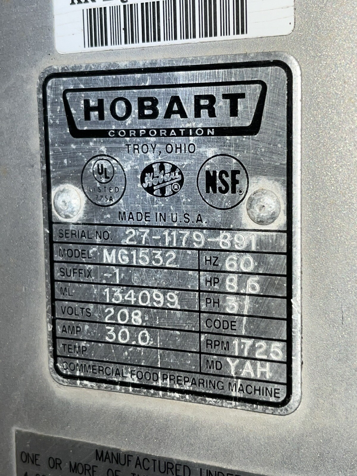 Hobart Meat Mixer Grinder MG1532 #32 150lb VIDEO WE CRATE AND SHIP WORLDWIDE