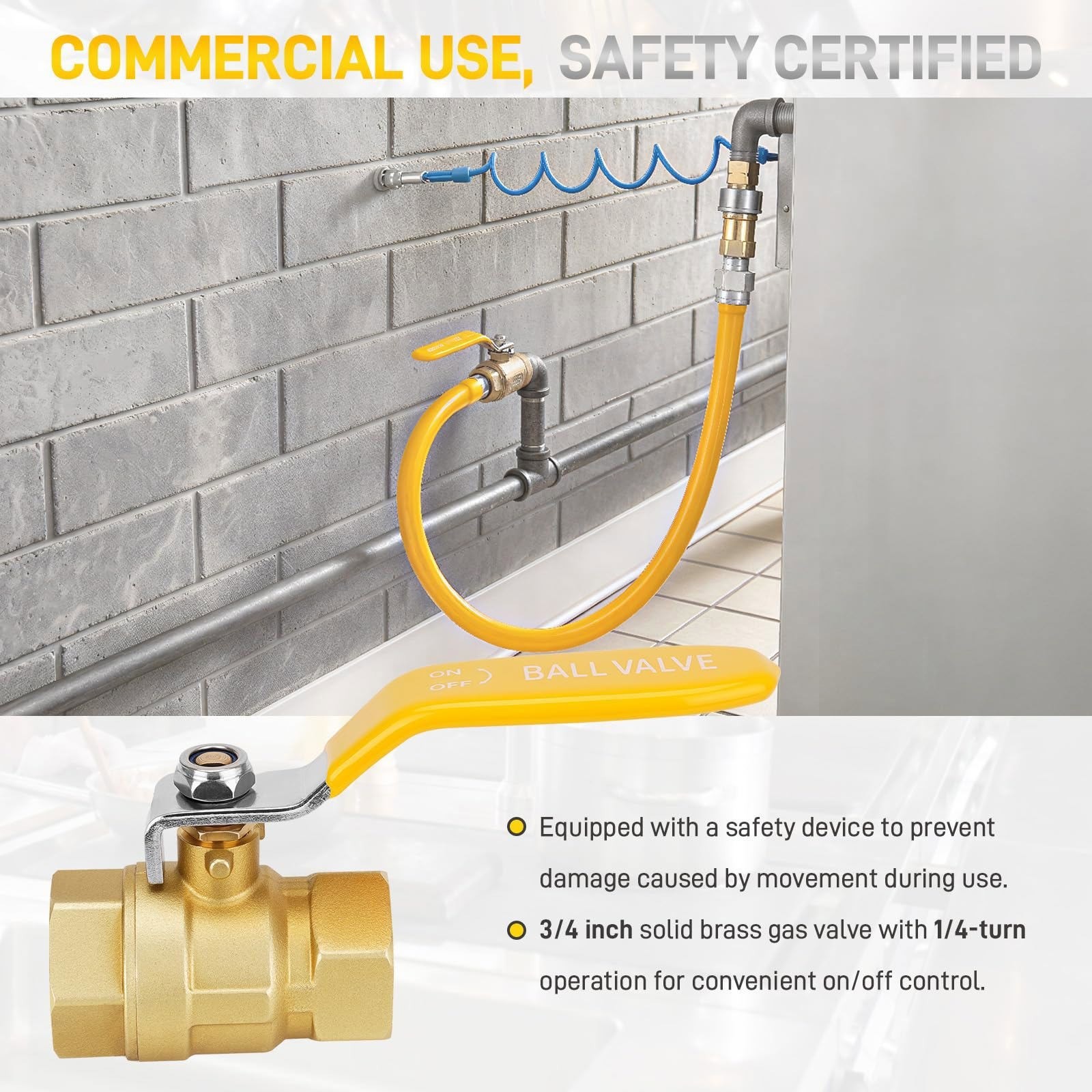 1675KIT48 Safety System Kit 3/4″×48″ Gas Hose Connector Kit W/3/4 Quick Connect