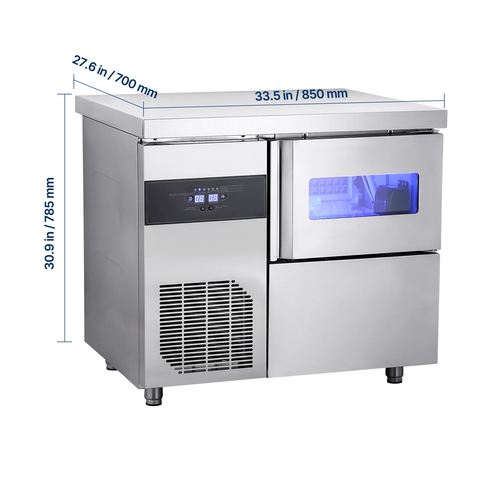 Uimoso Freestanding Commercial Ice Maker Machine for Countertop, 132 lbs/24H