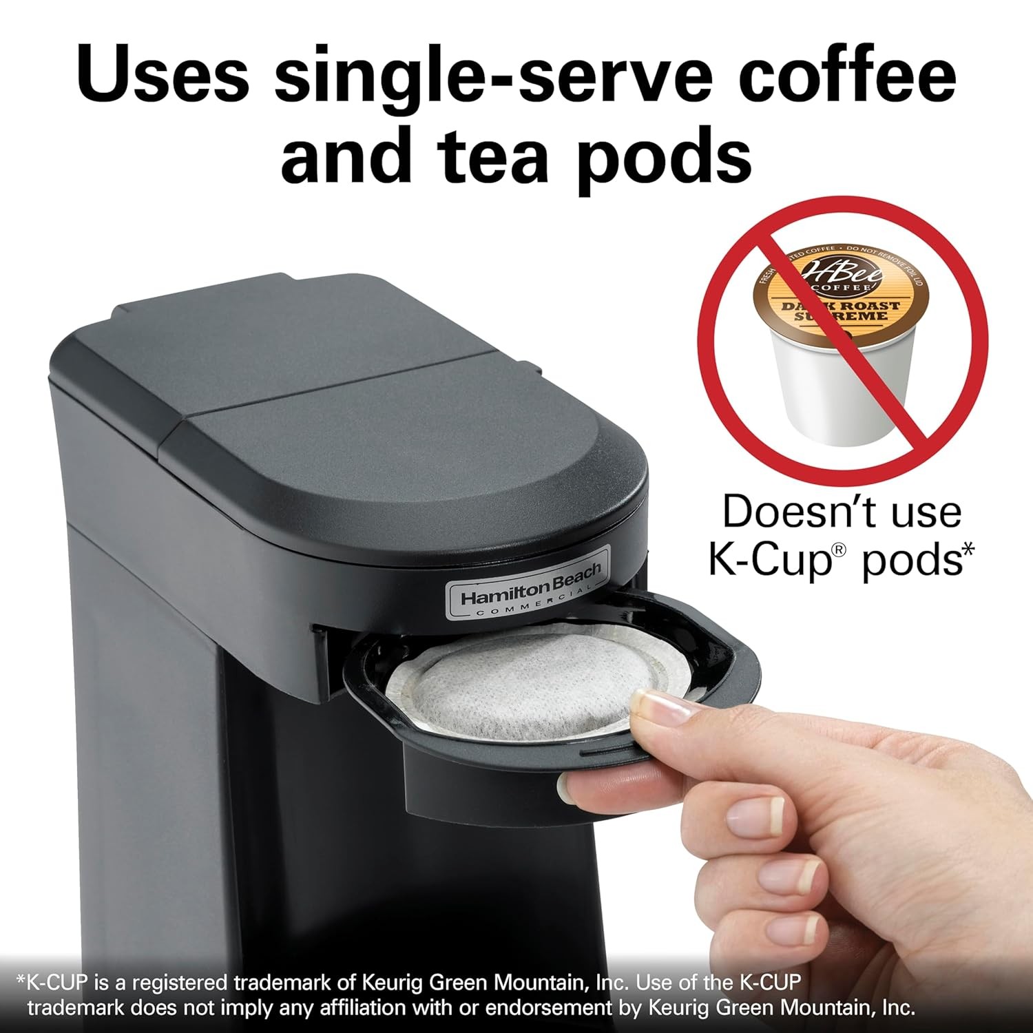 Hamilton Beach Commercial 1 Cup Pod Coffeemaker, Black, Single Serve HDC200B