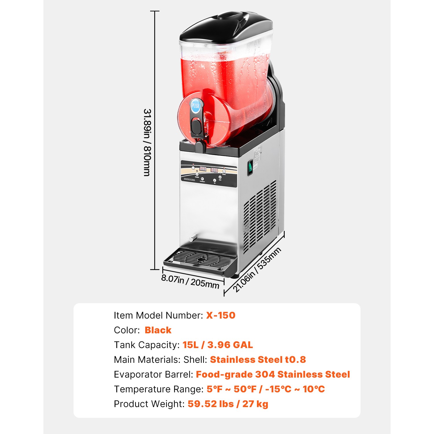 Uimoso Commercial Frozen Drink Slushy Machine 15L/30L/45L Slushie Beverage Maker