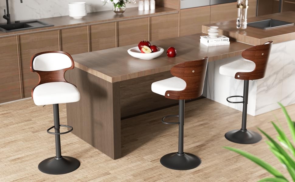 Bar Stools Set of 2 Seat Adjustable Height 24.5-33.5IN – Bentwood Swivel