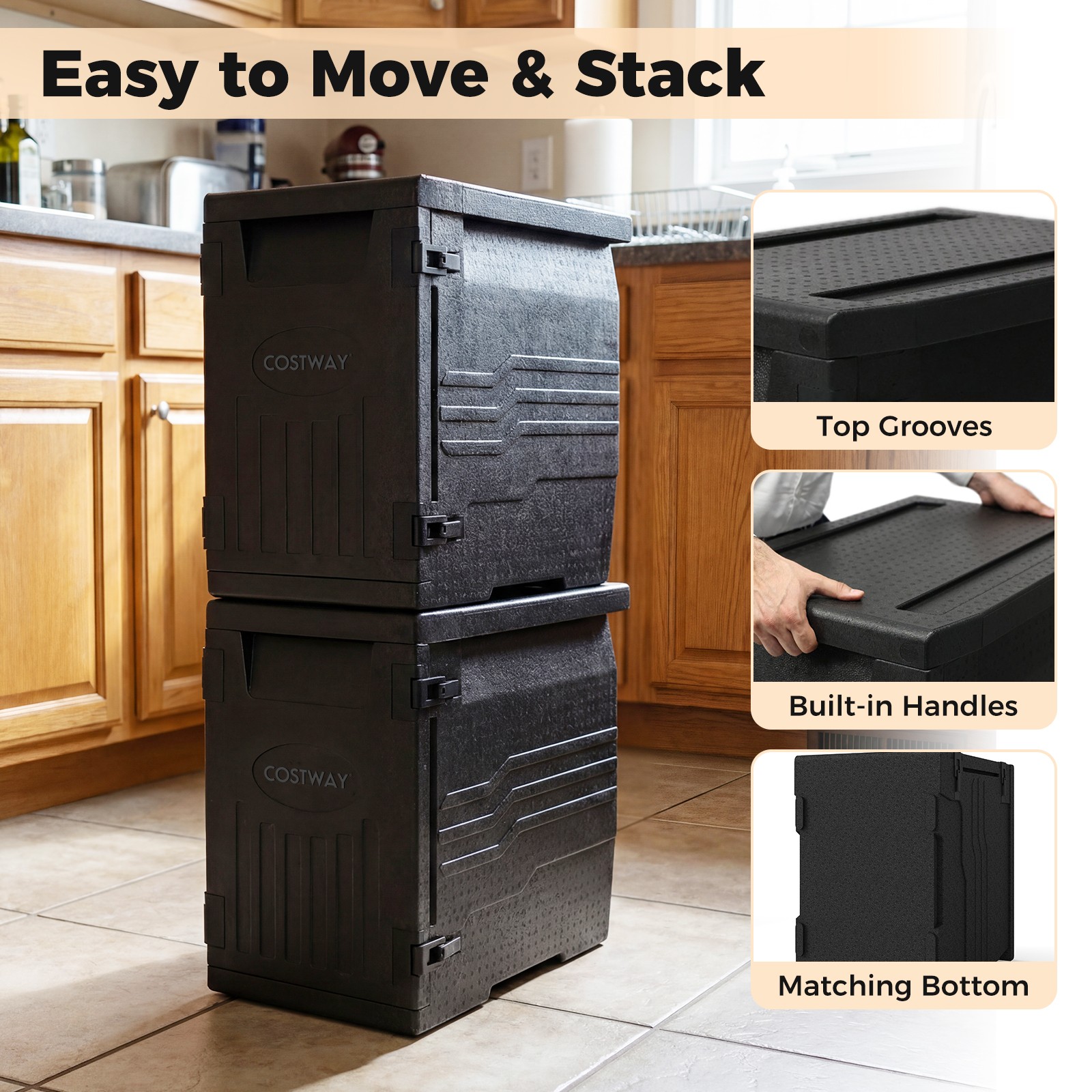 2Pcs Insulated Food Pan Carrier,Lightweight Front Loading Food Warmer Cooler