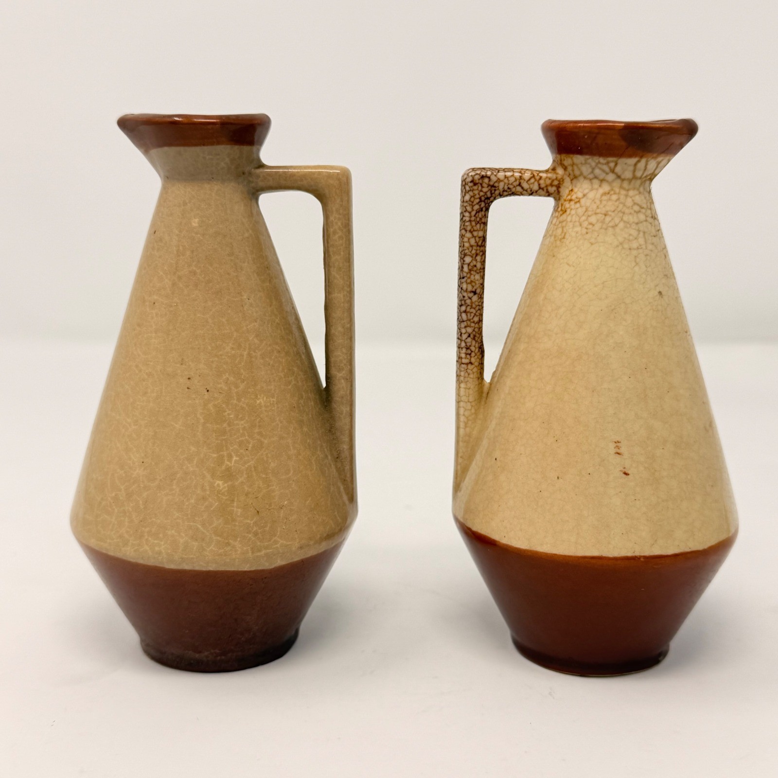 Vintage Hand Painted Rooster Oil and Vinegar Cruets Set Mid Century Farmhouse 5″